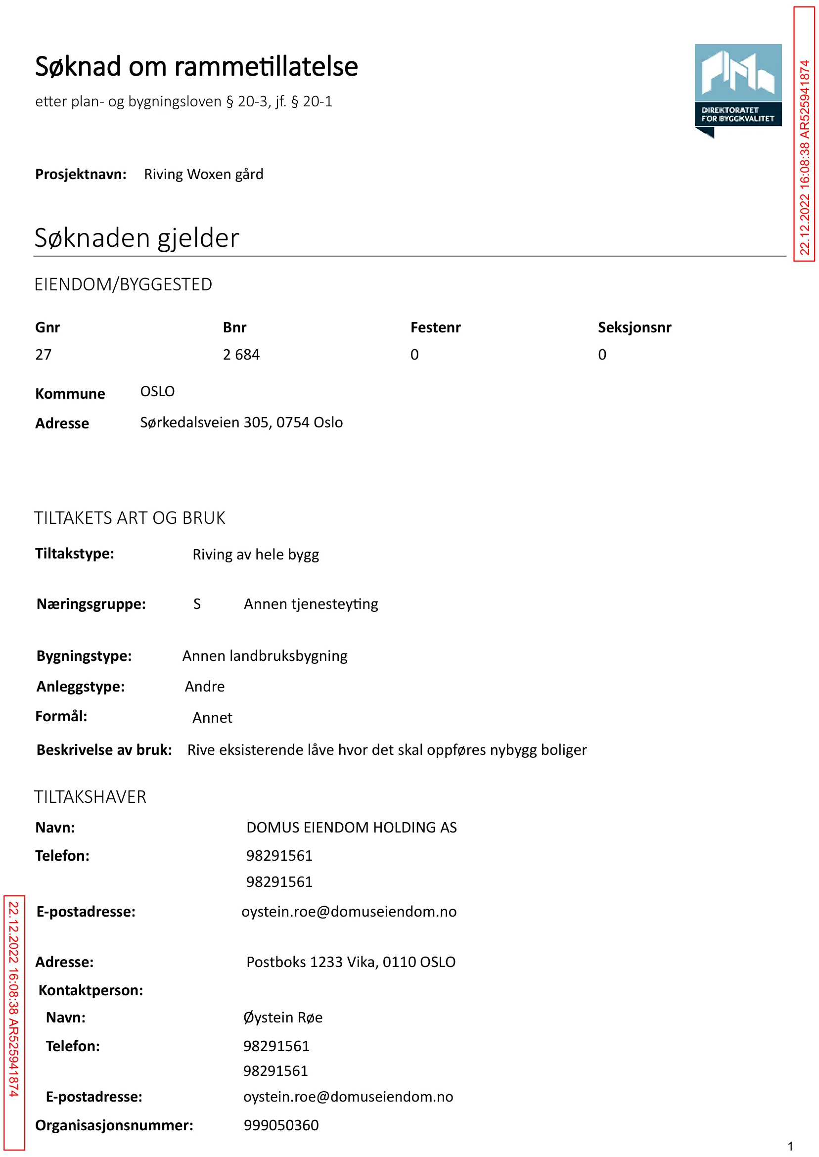 Søknad om rammetillatelse