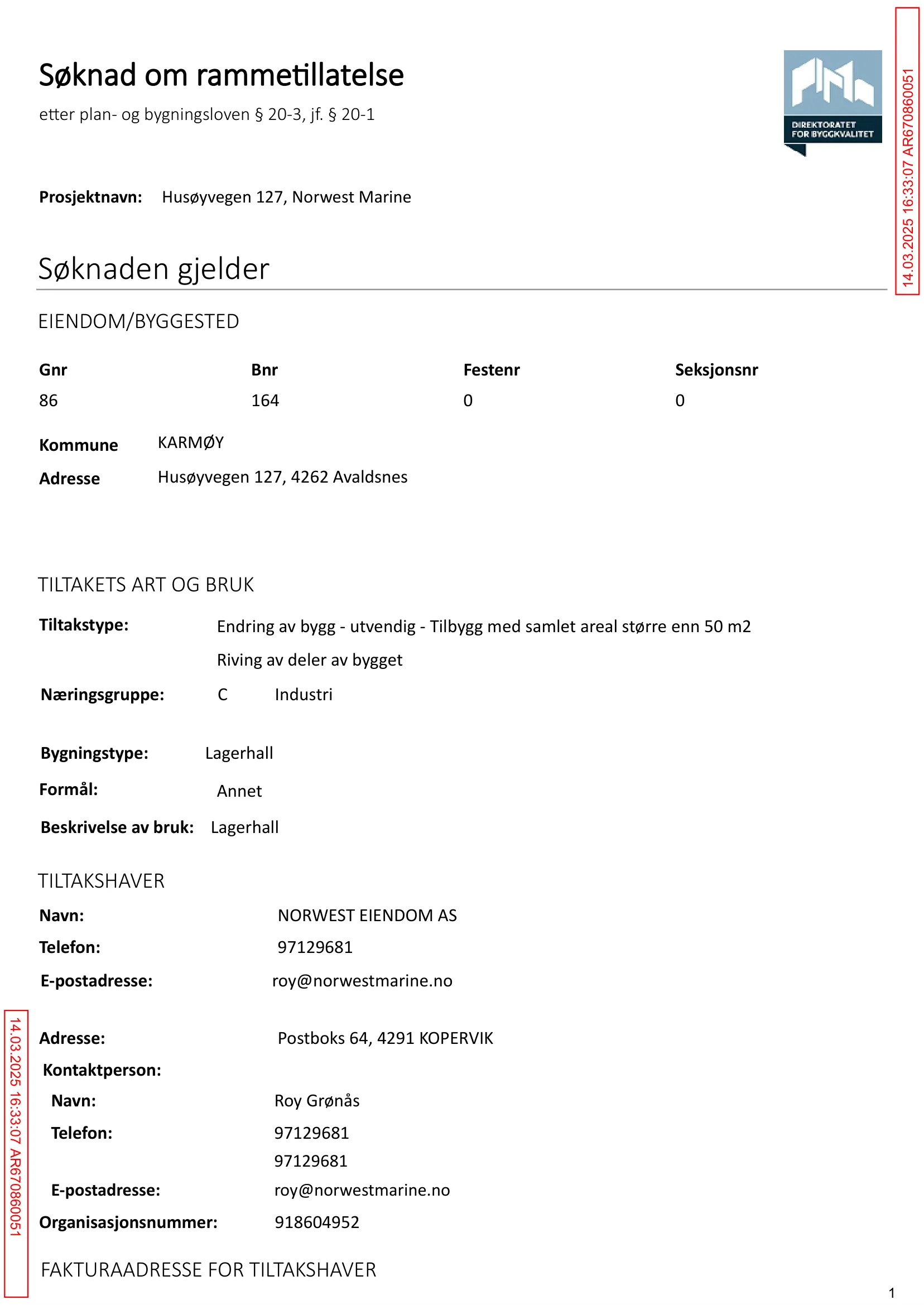 Søknad om rammetillatelse