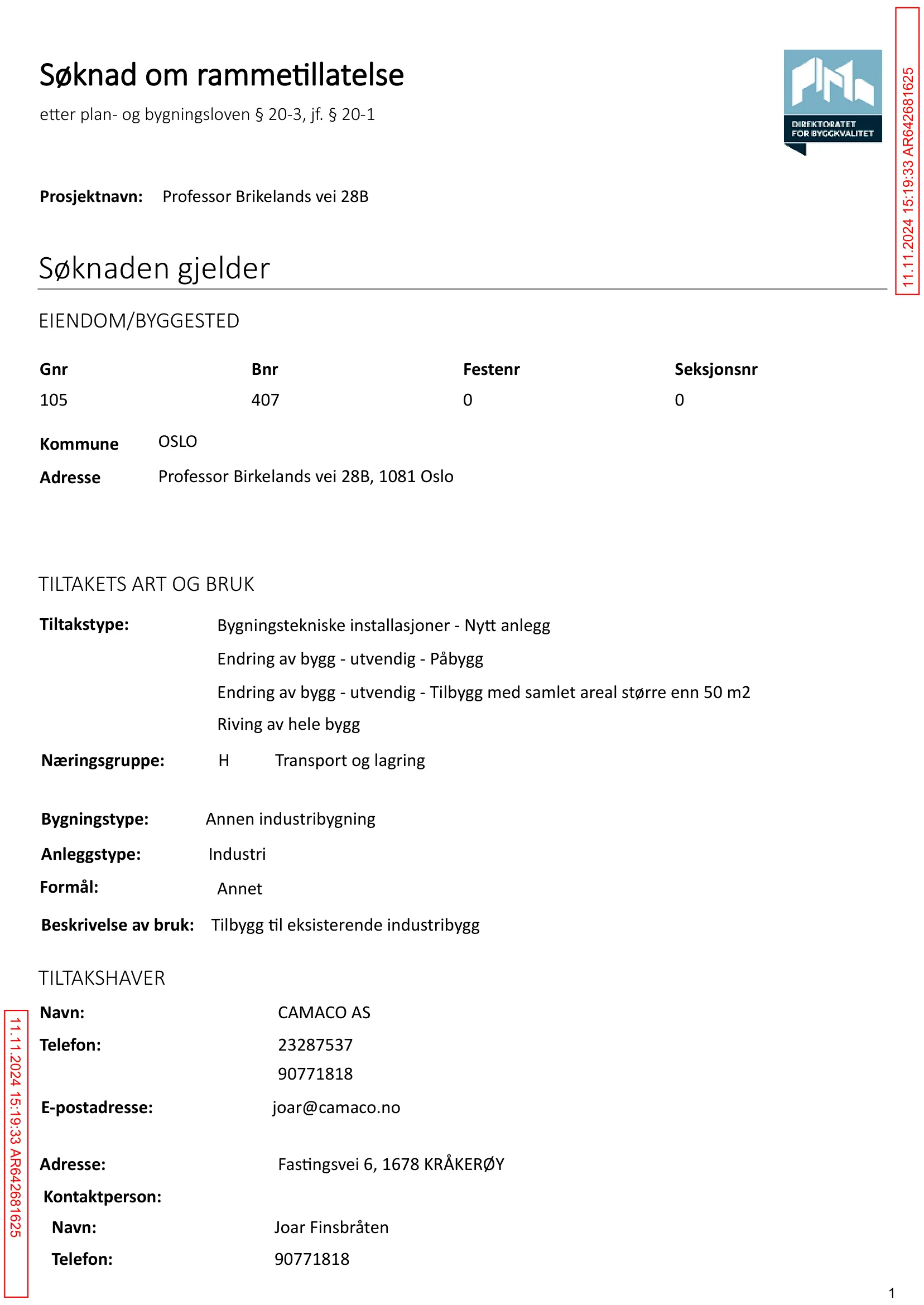 Søknad om rammetillatelse