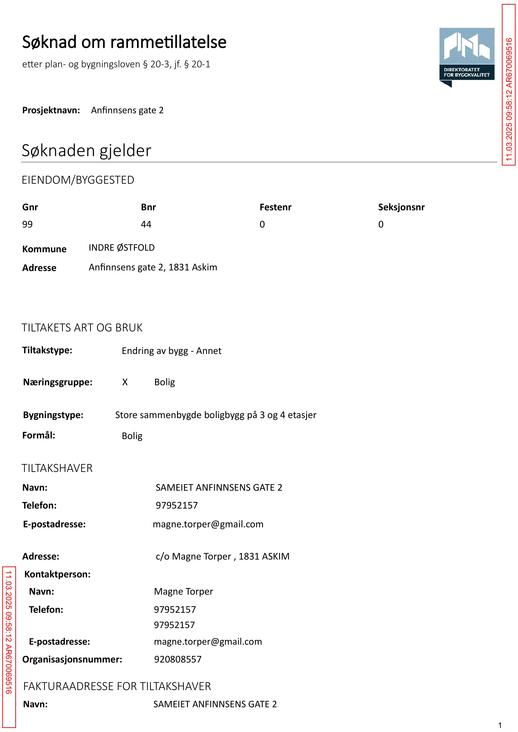 Søknad om rammetillatelse