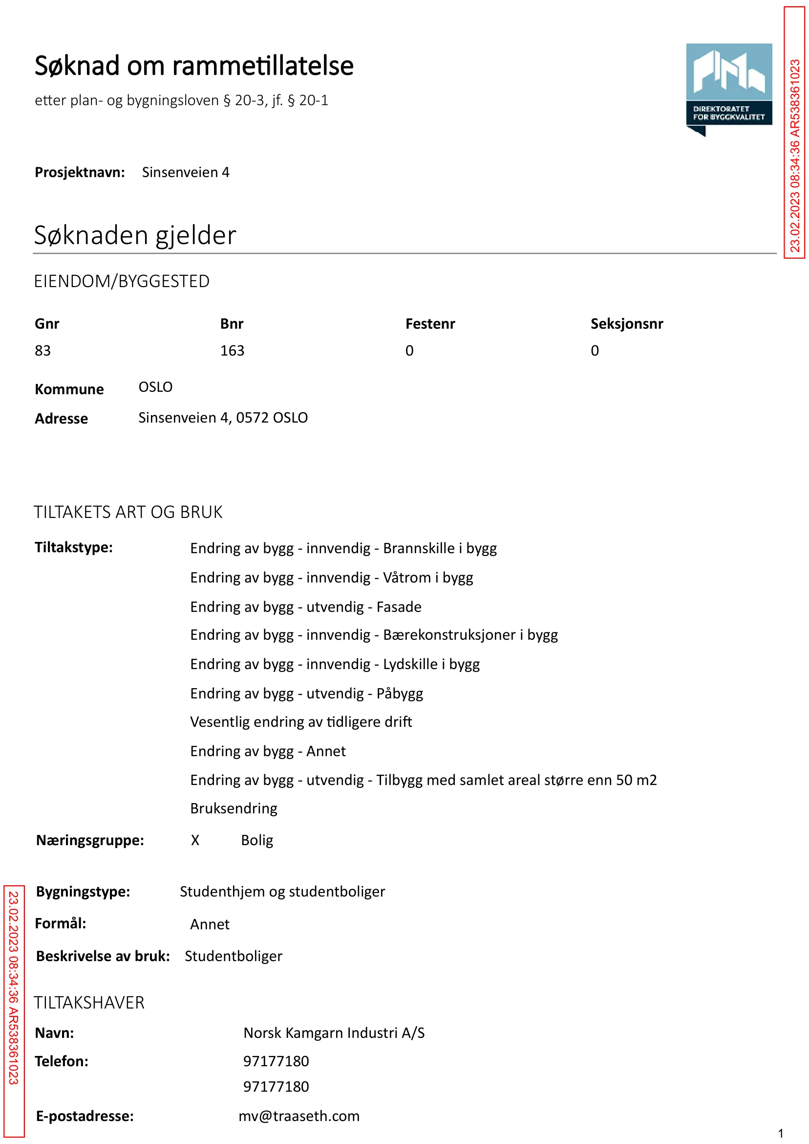 Søknad om rammetillatelse