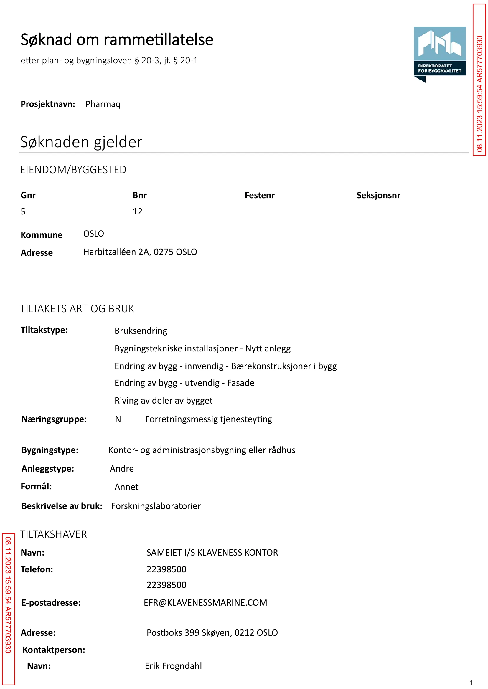 Søknad om rammetillatelse