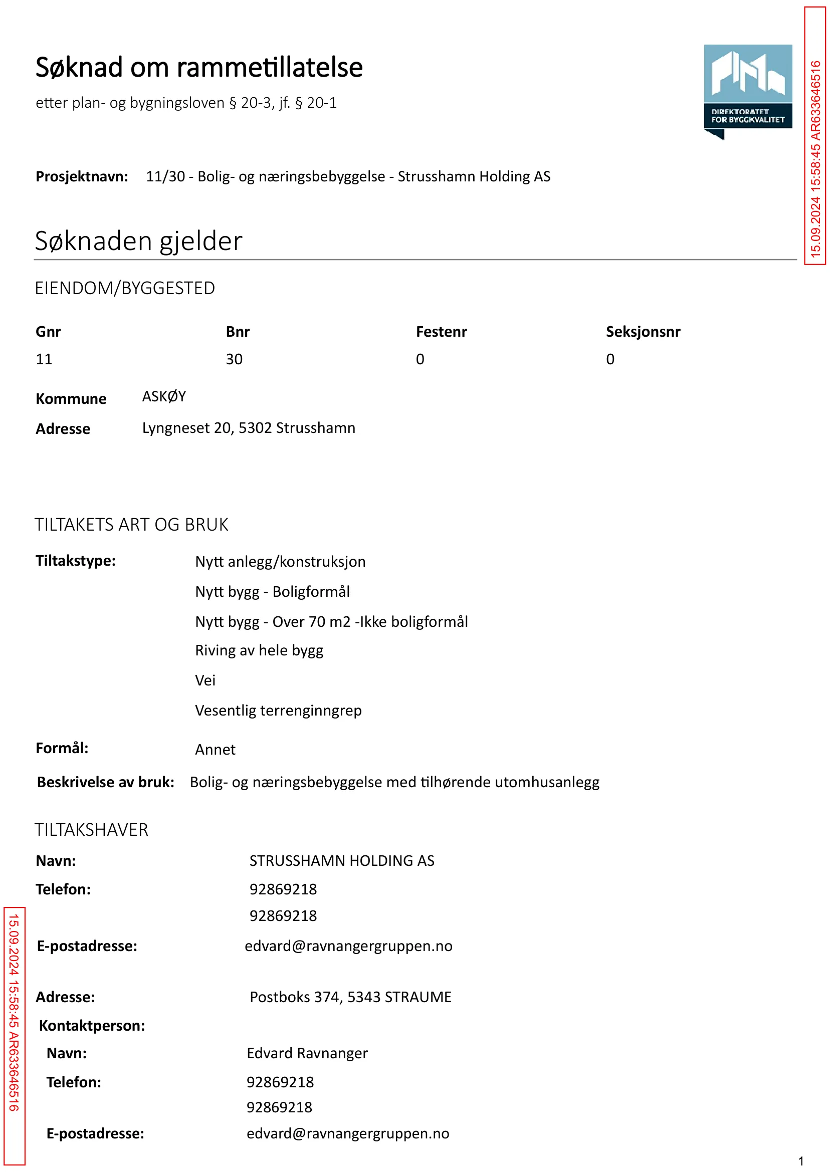 Søknad om rammetillatelse