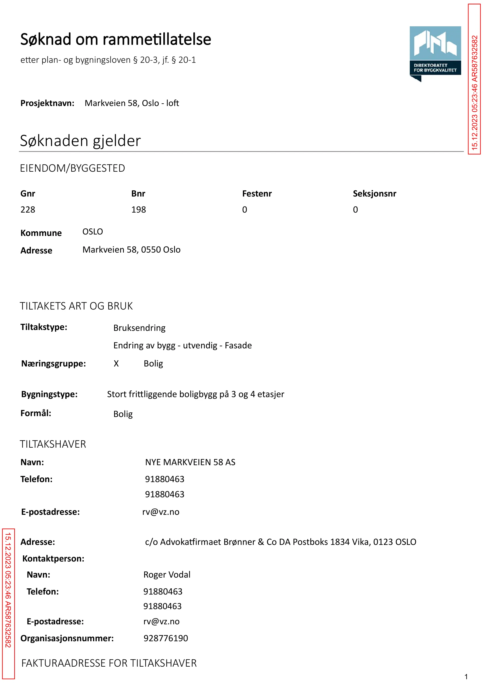 Søknad om rammetillatelse