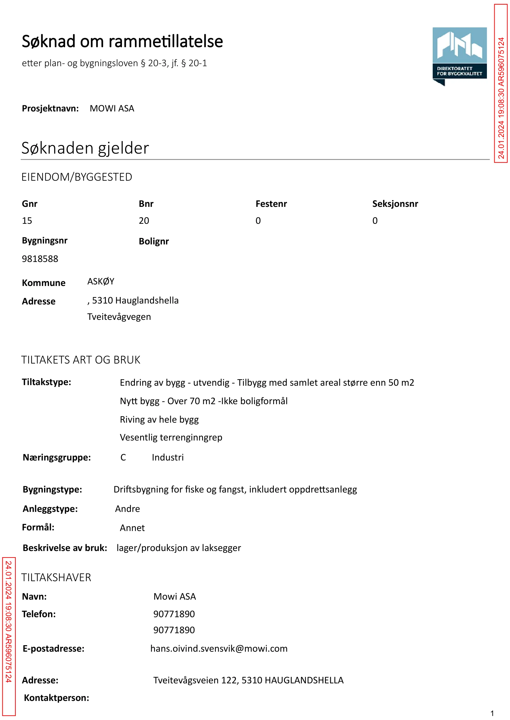 Søknad om rammetillatelse