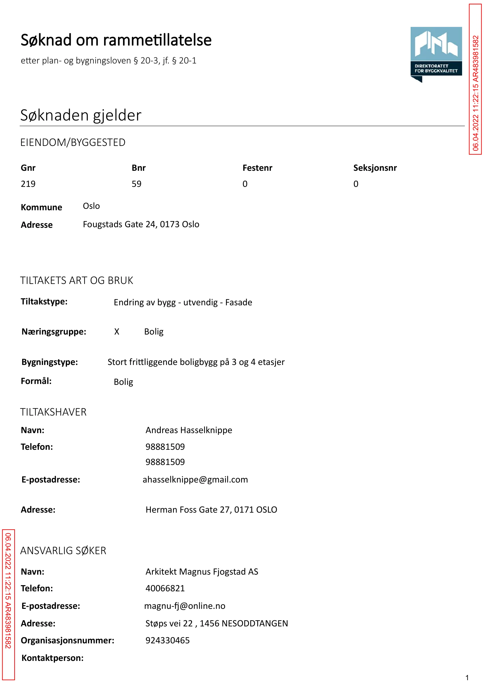 Søknad om rammetillatelse