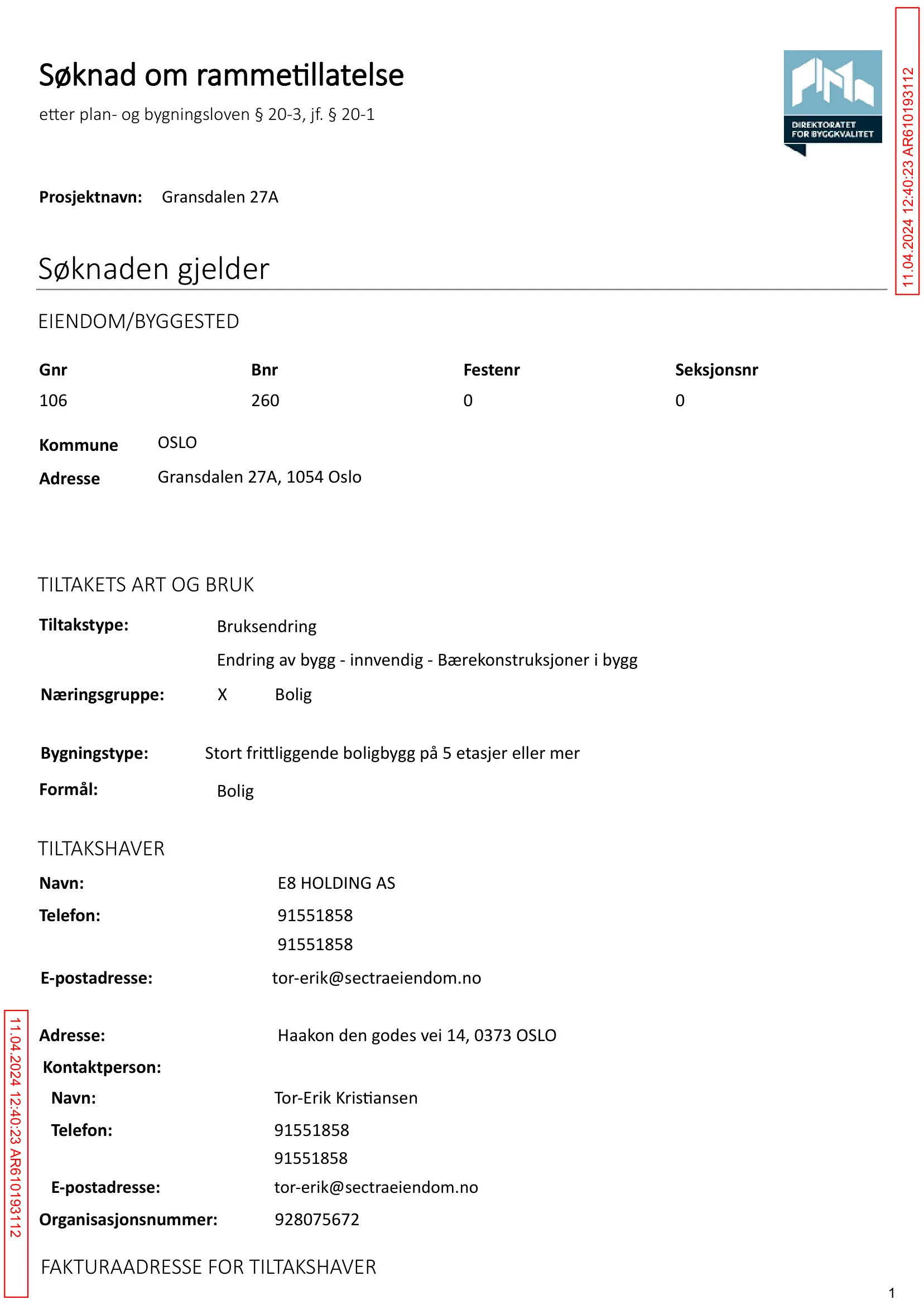 Søknad om rammetillatelse