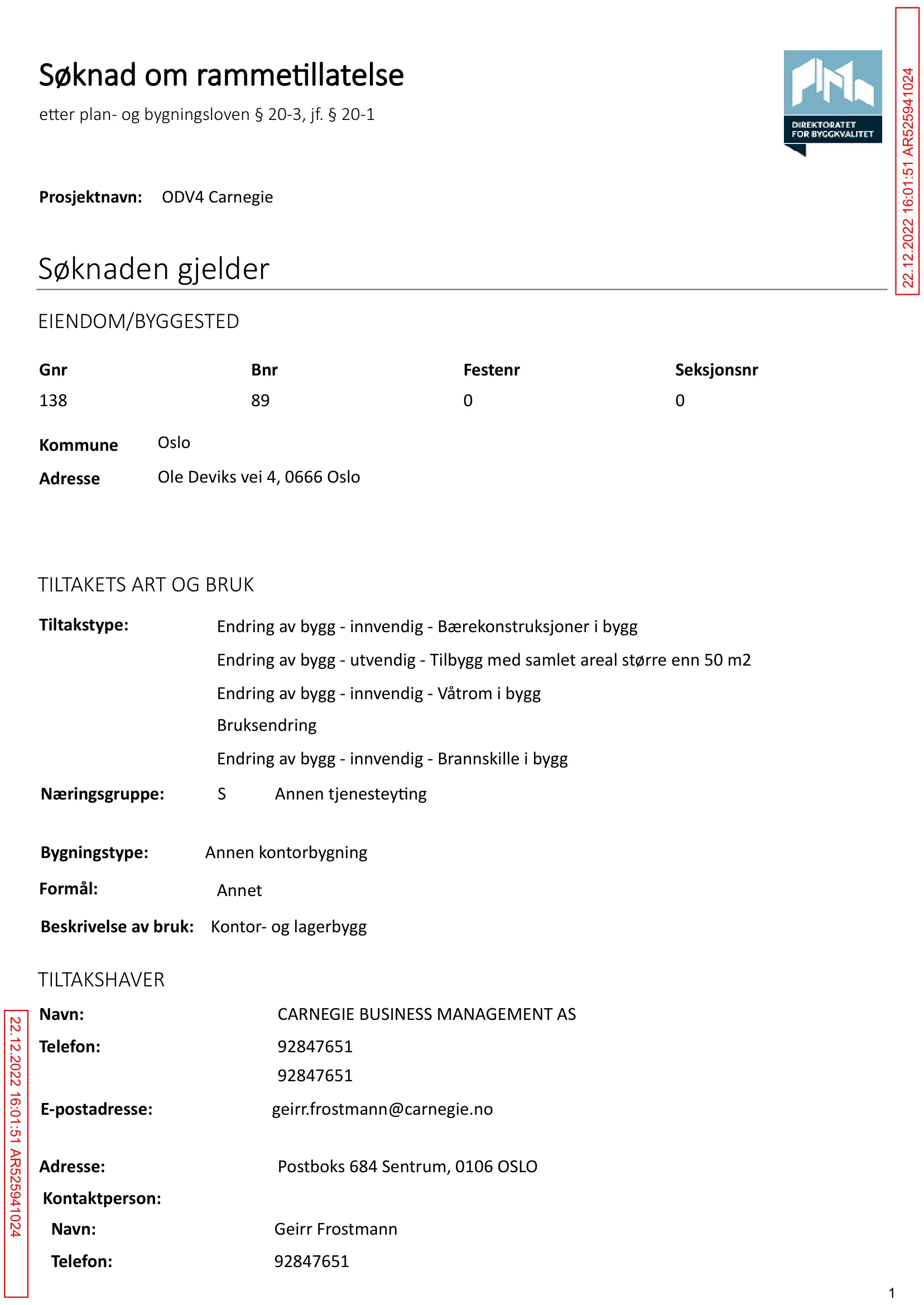 Søknad om rammetillatelse