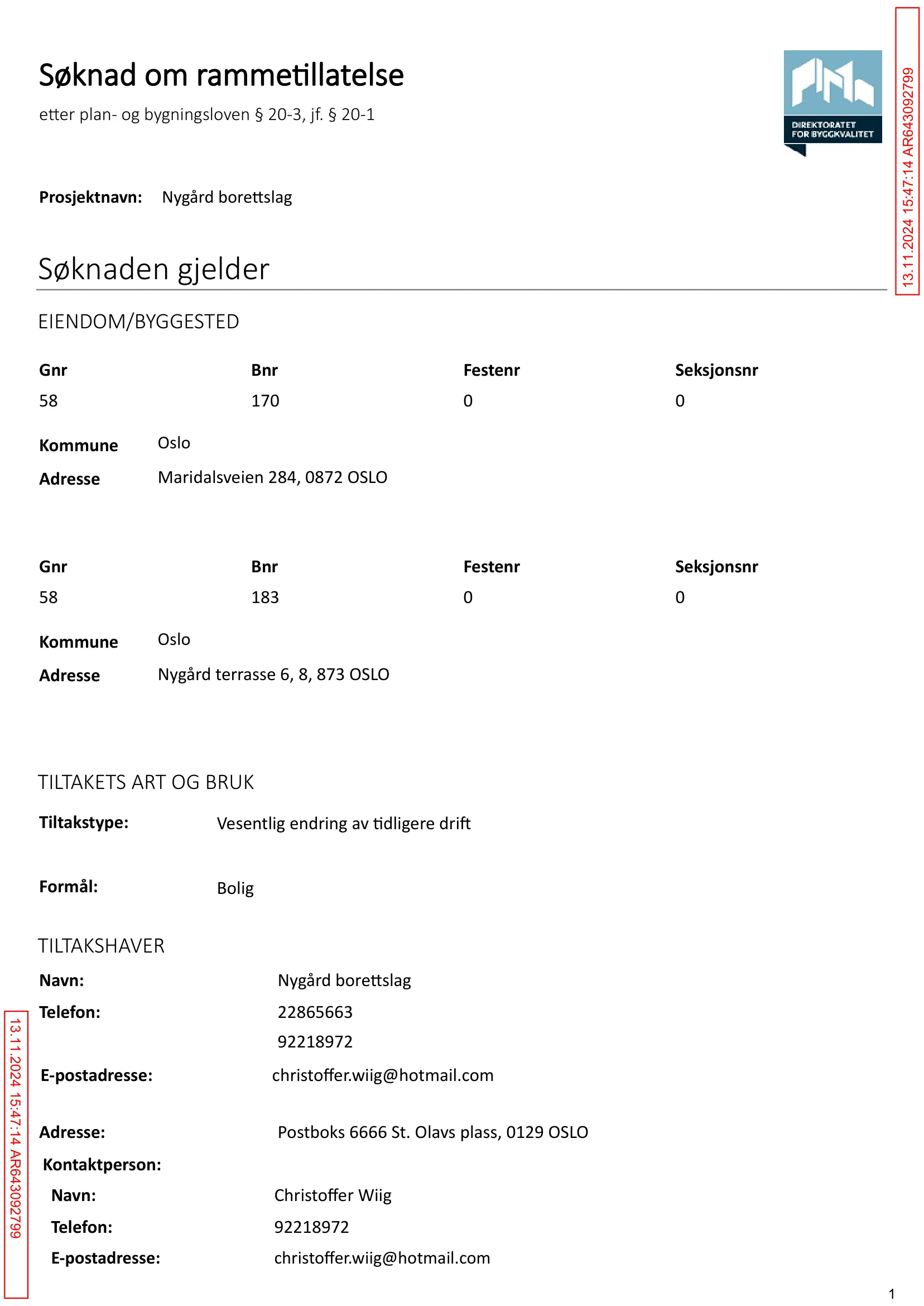 Søknad om rammetillatelse