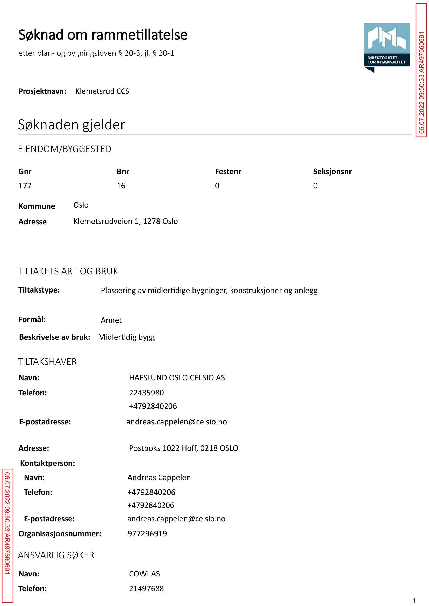 Søknad om rammetillatelse