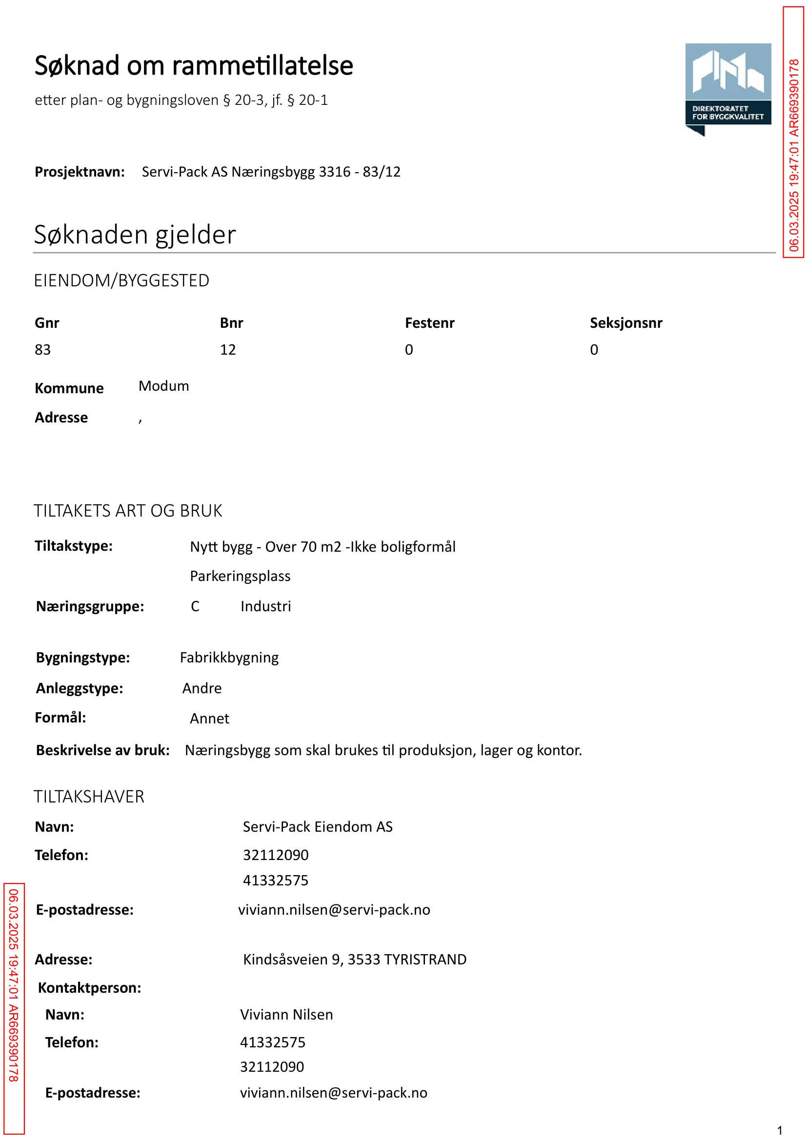 Søknad om rammetillatelse