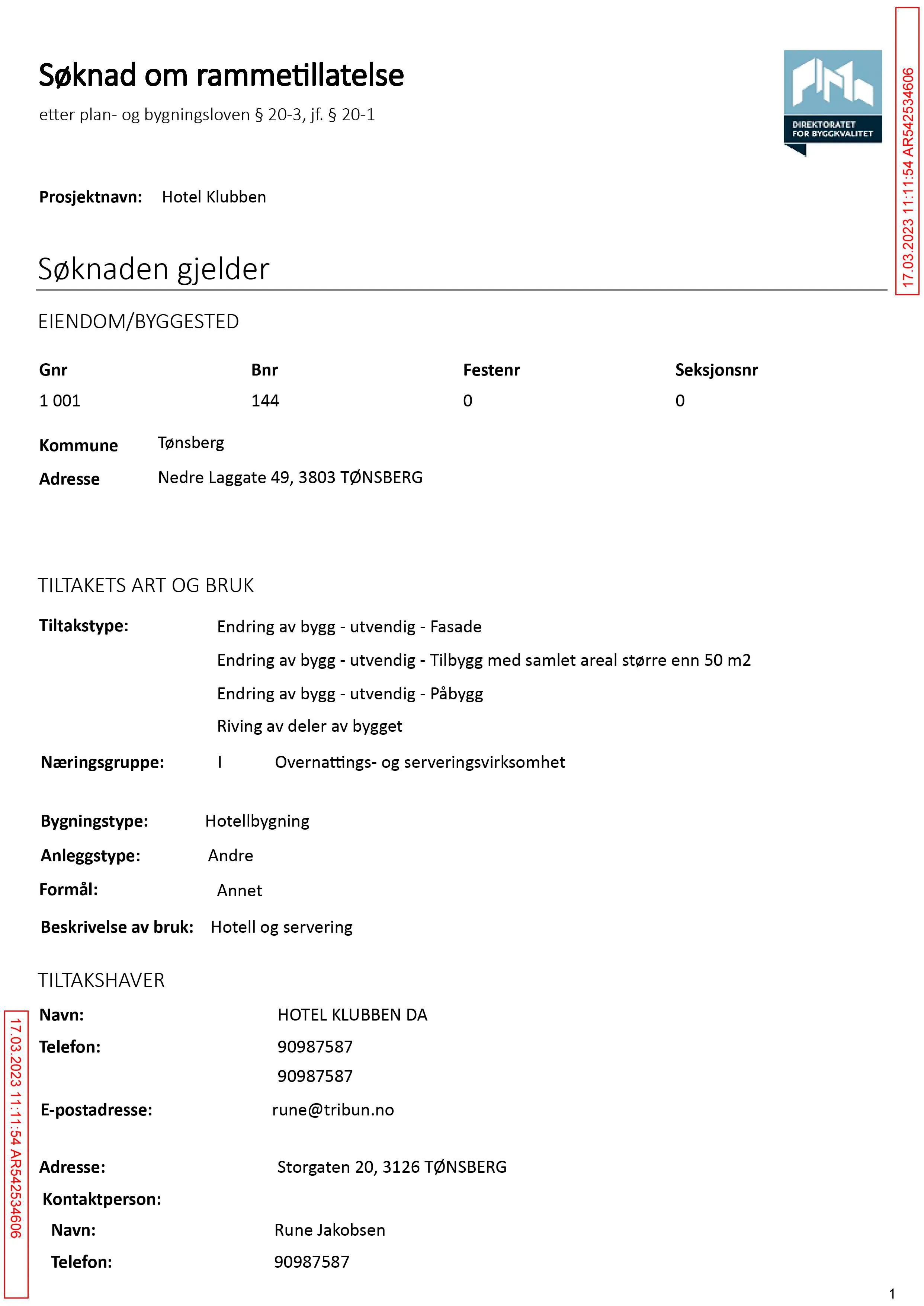 Søknad om rammetillatelse