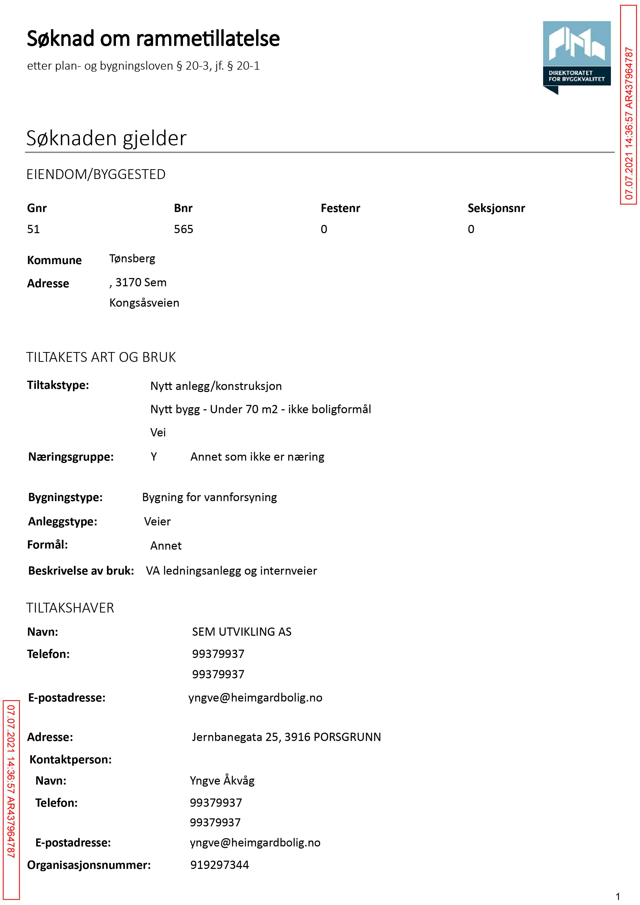 Søknad om rammetillatelse