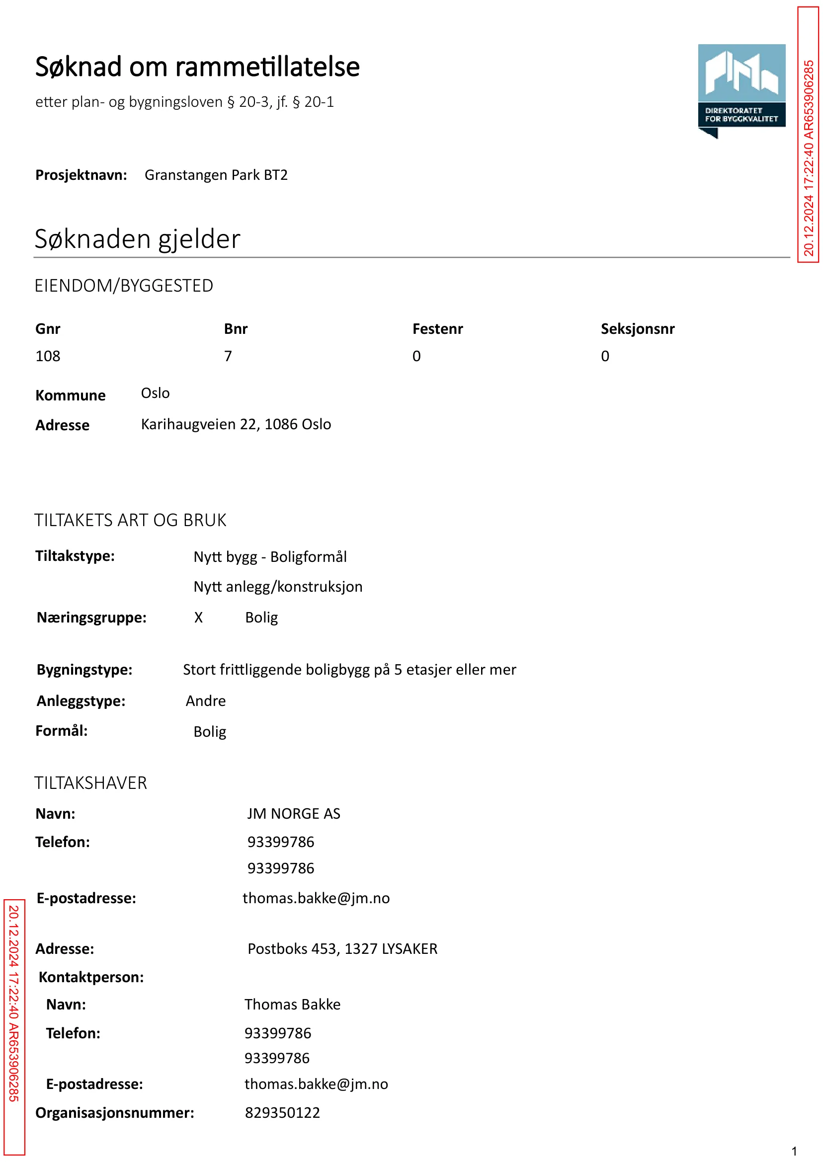Søknad om rammetillatelse