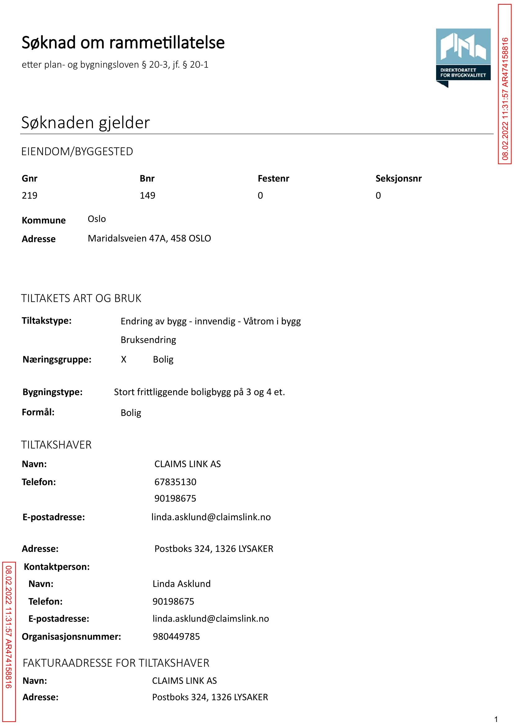 Søknad om rammetillatelse