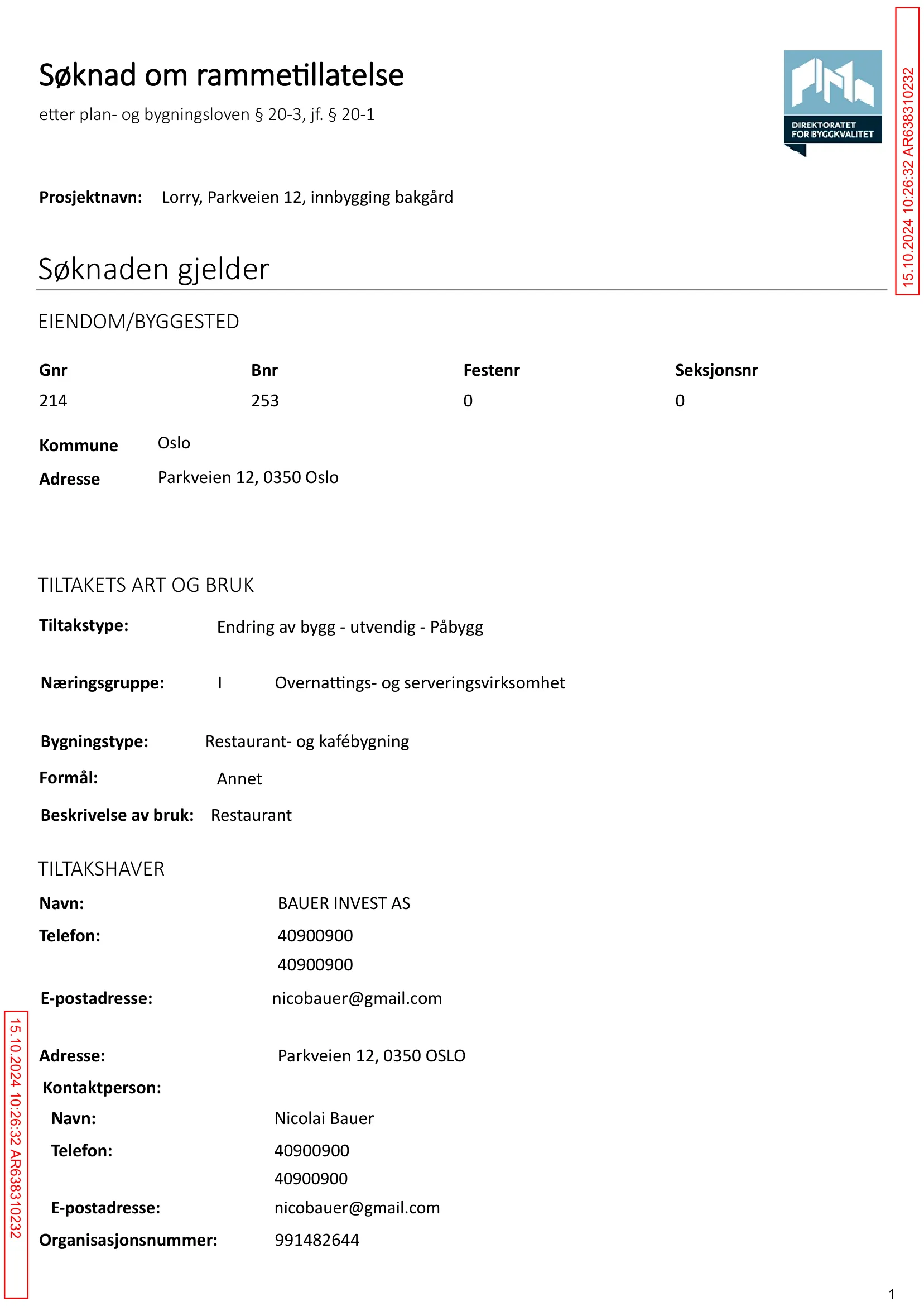 Søknad om rammetillatelse