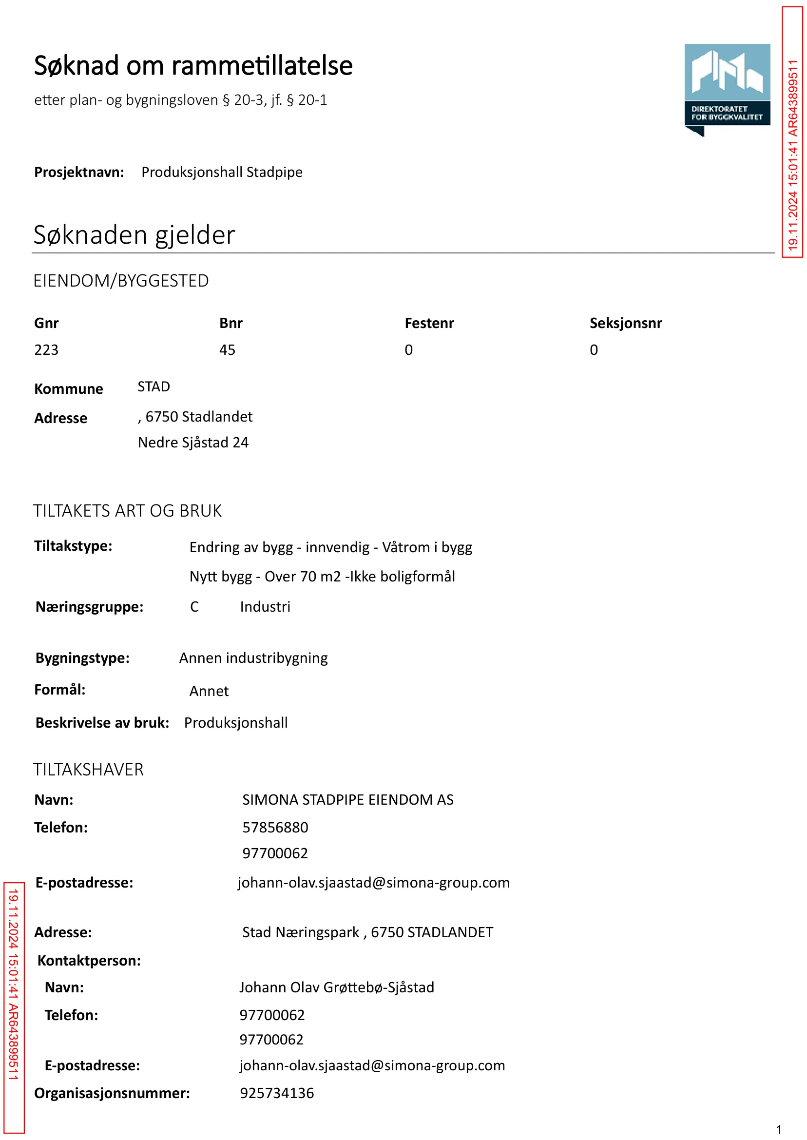 Søknad om rammetillatelse