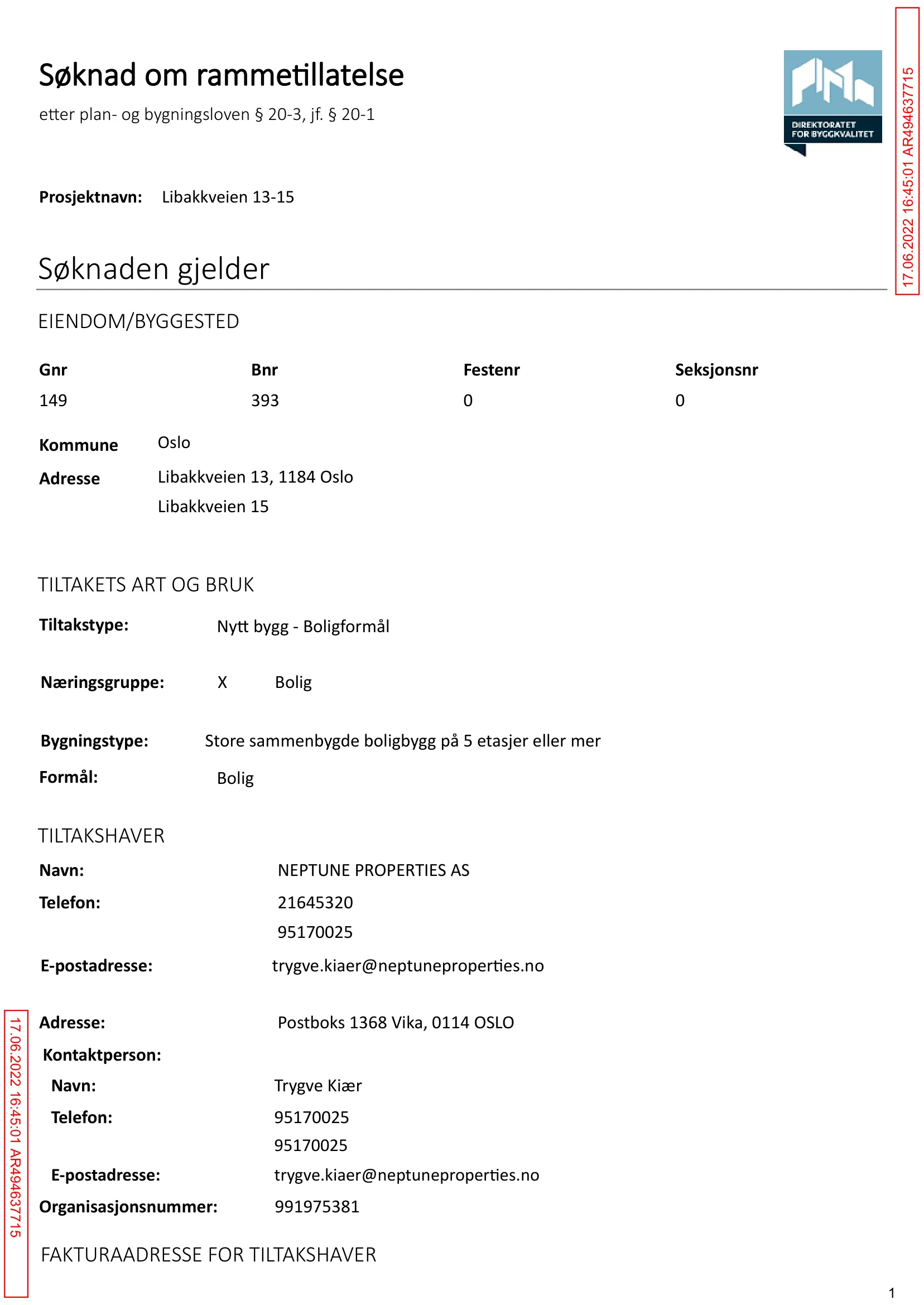 Søknad om rammetillatelse