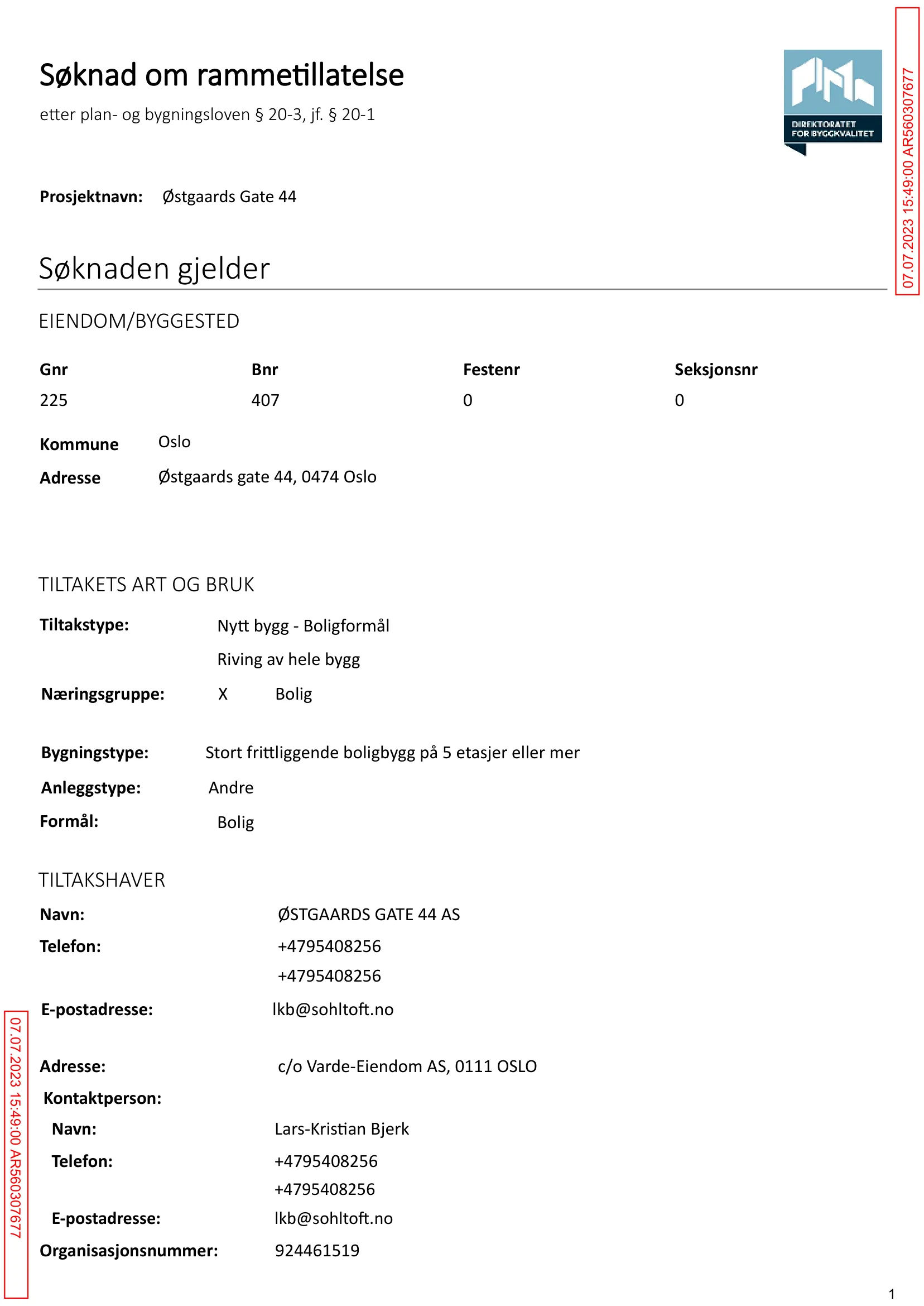 Søknad om rammetillatelse