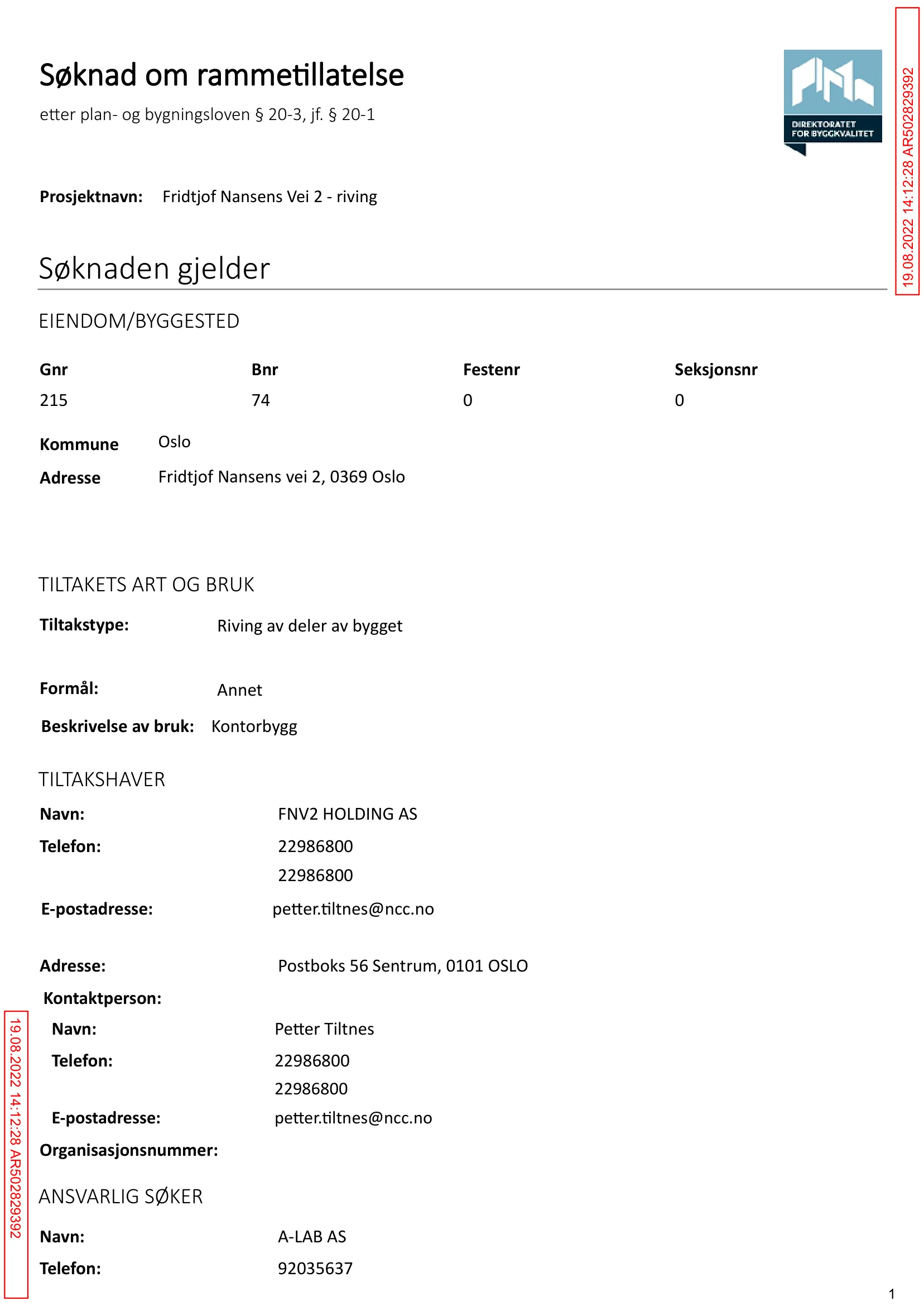Søknad om rammetillatelse