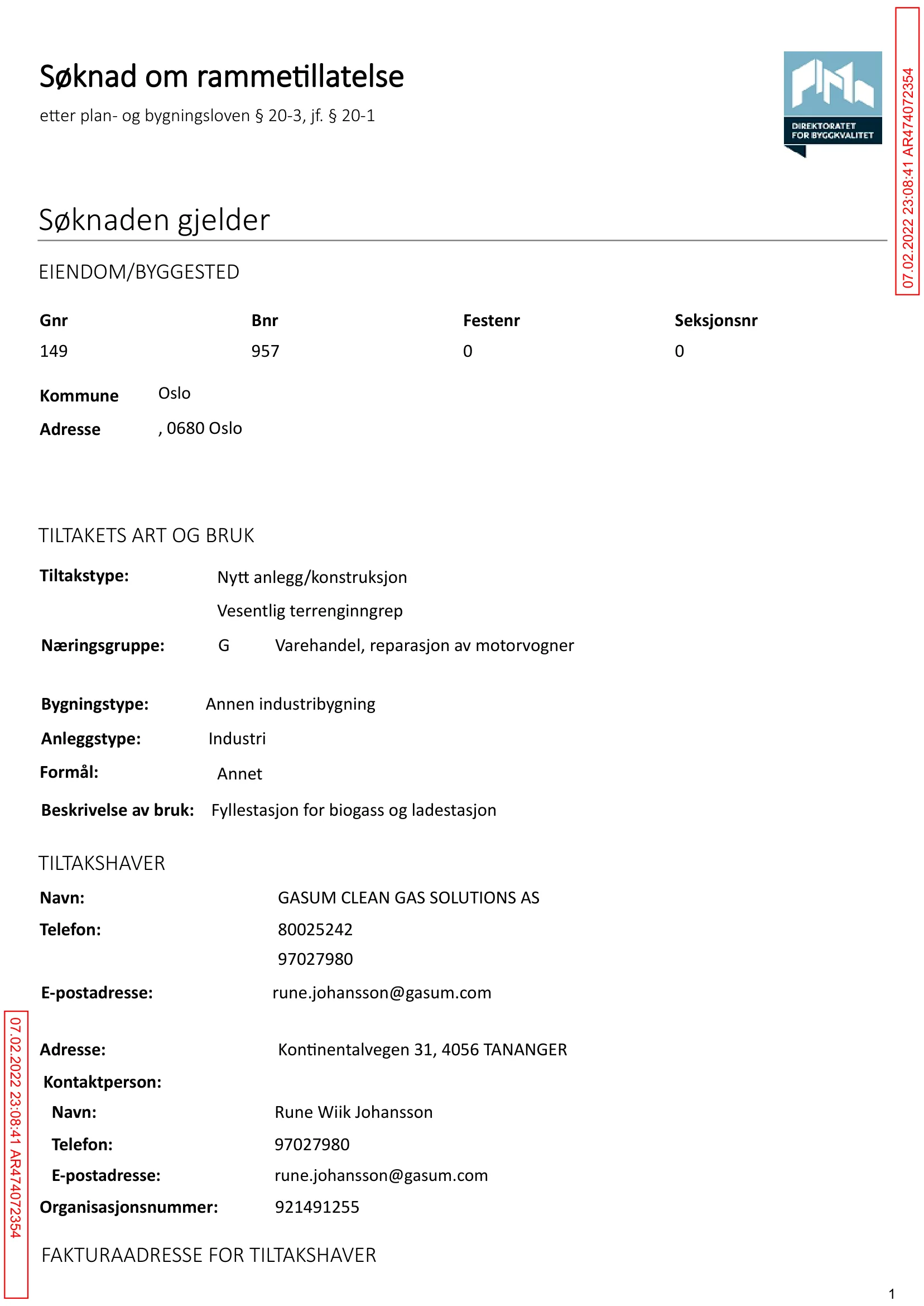 Søknad om rammetillatelse