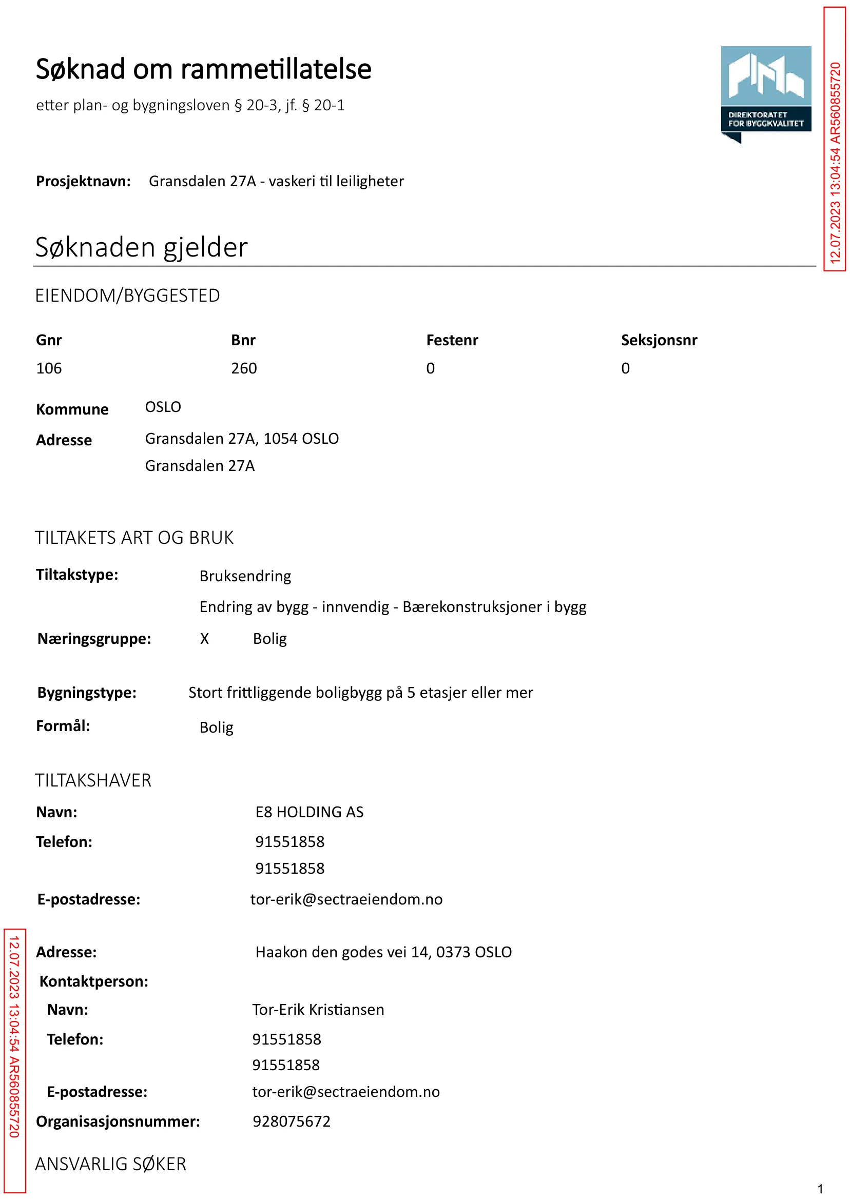 Søknad om rammetillatelse