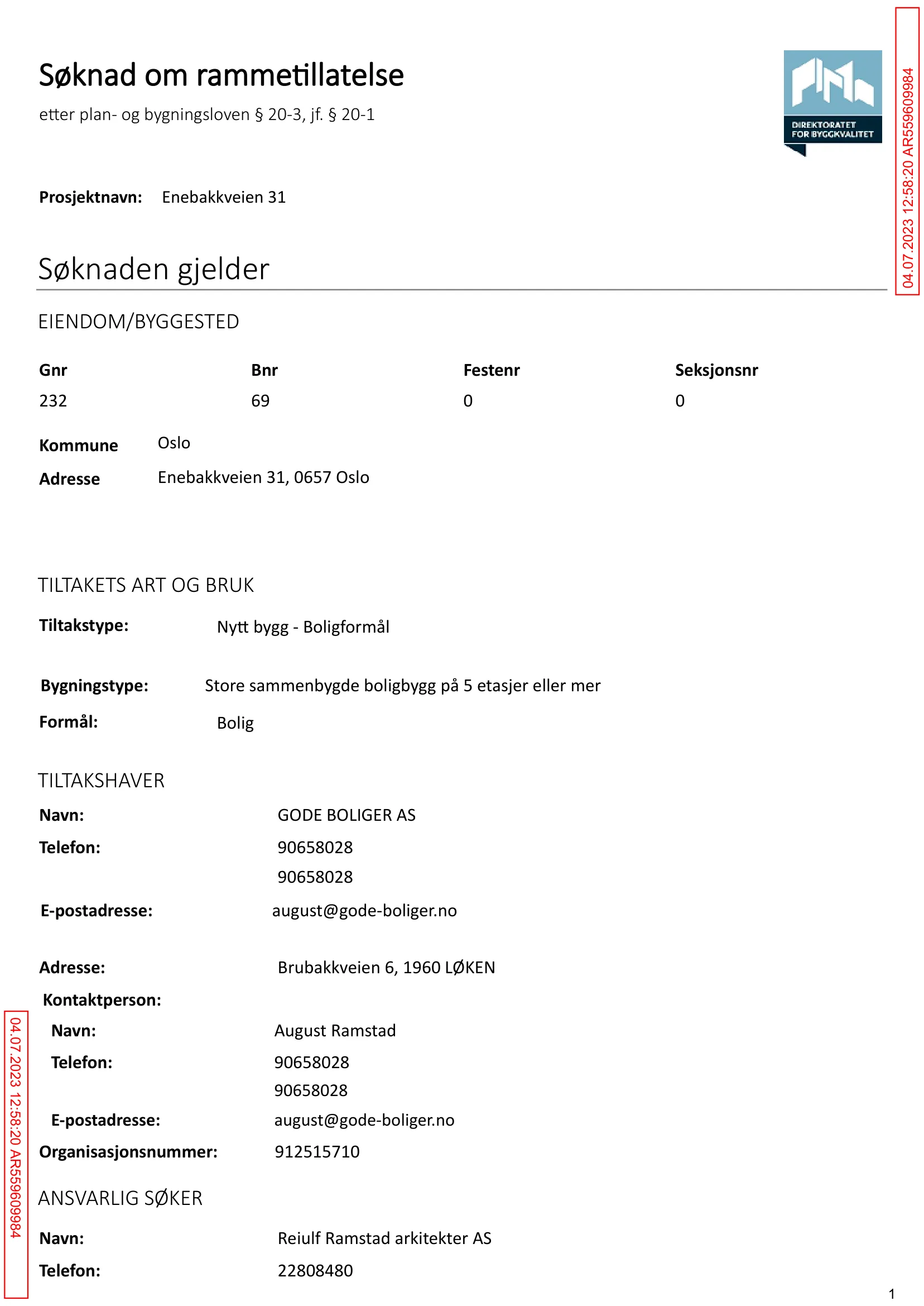 Søknad om rammetillatelse
