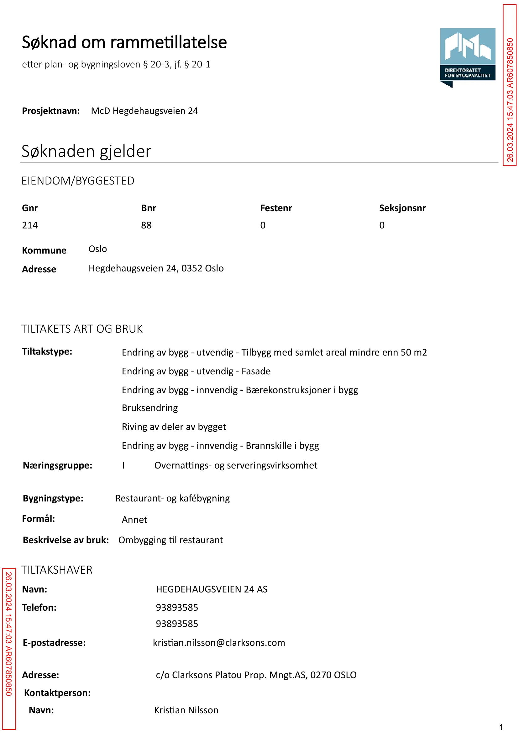 Søknad om rammetillatelse