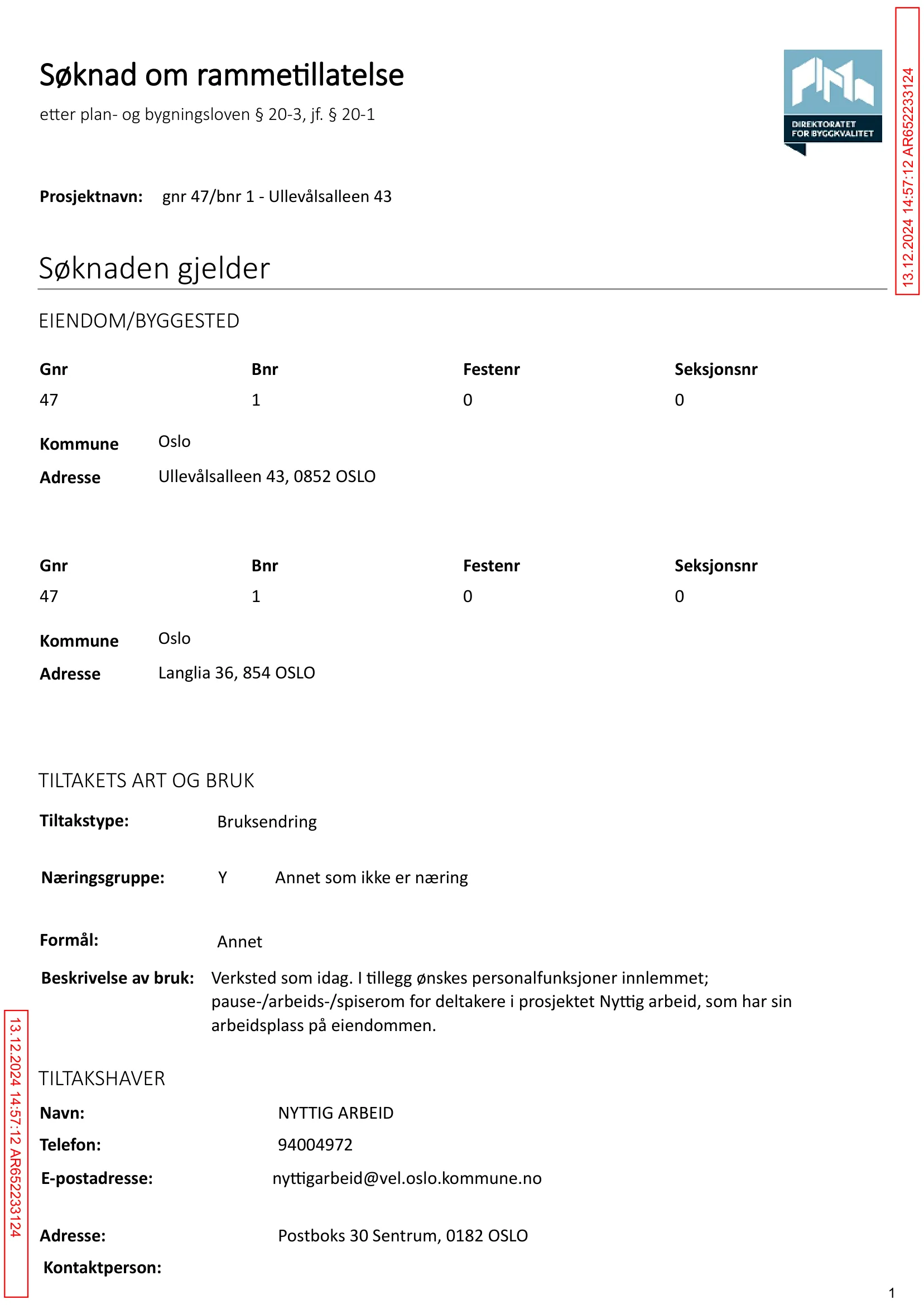 Søknad om rammetillatelse