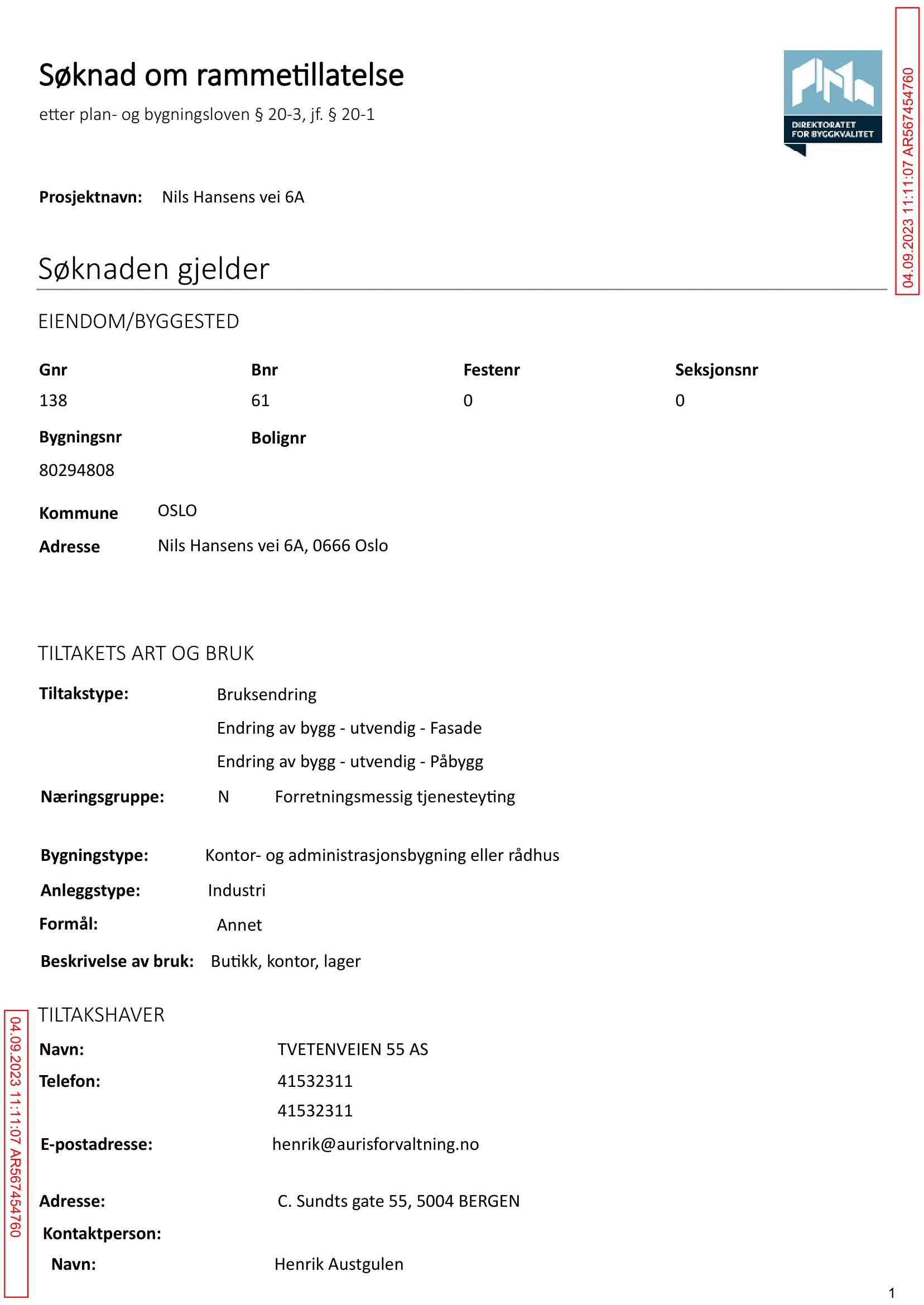 Søknad om rammetillatelse
