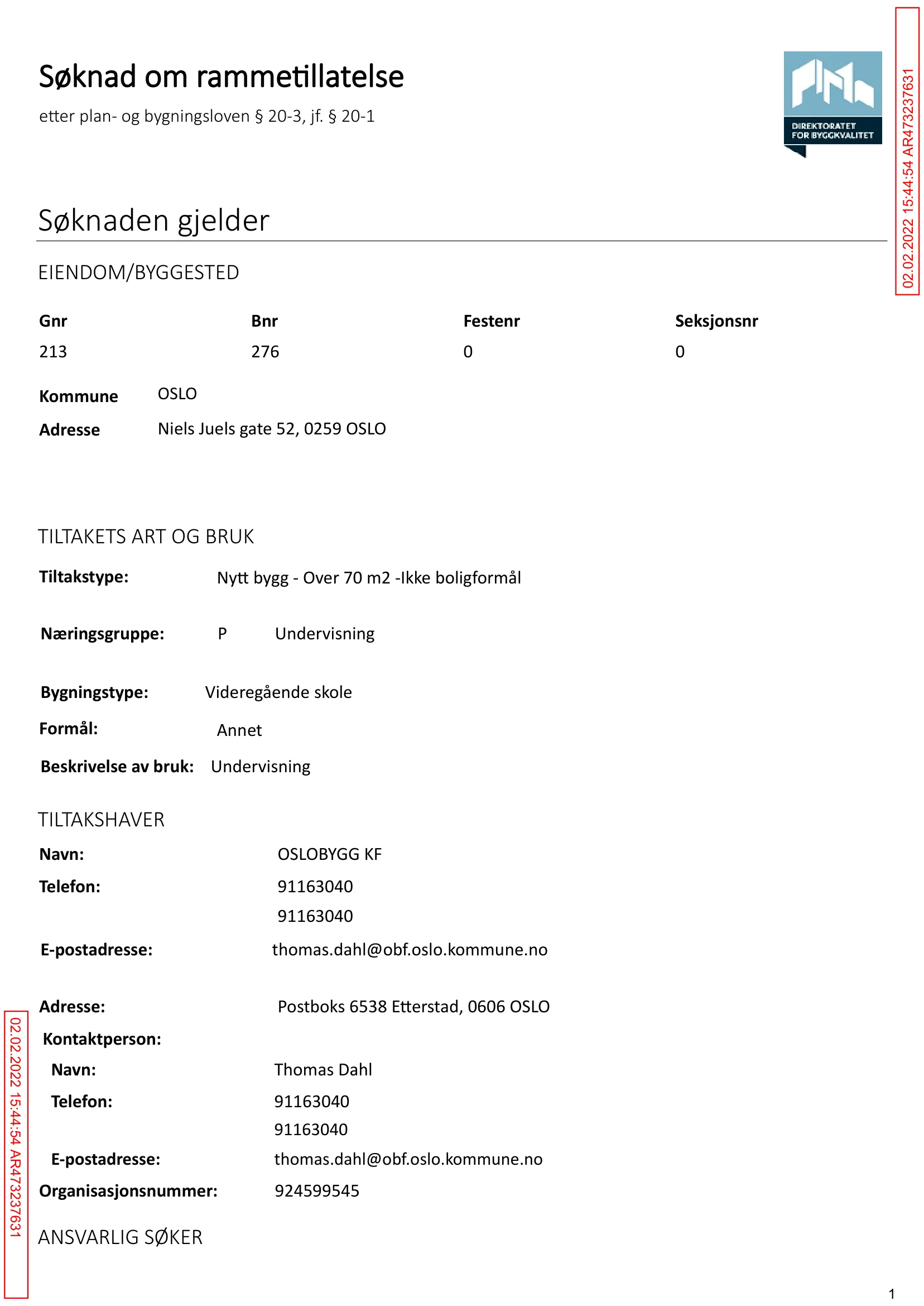 Søknad om rammetillatelse