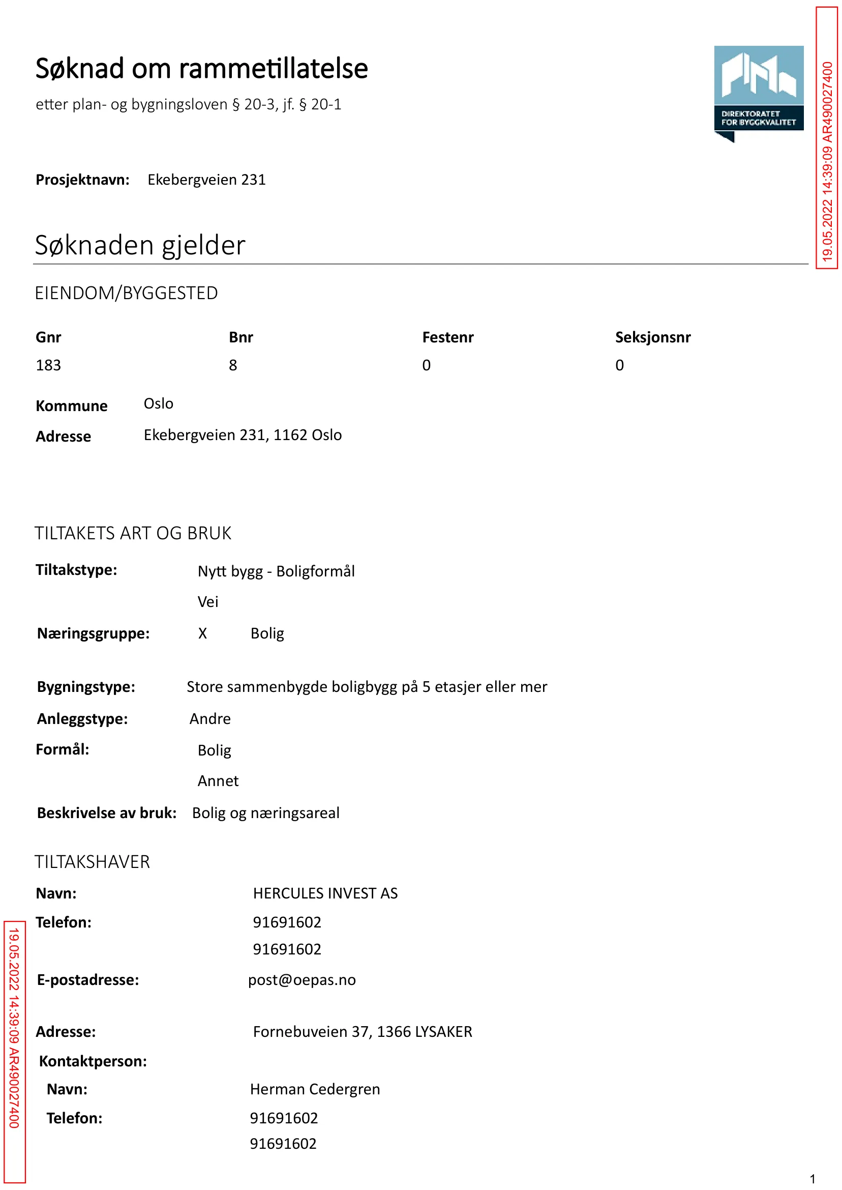 Søknad om rammetillatelse