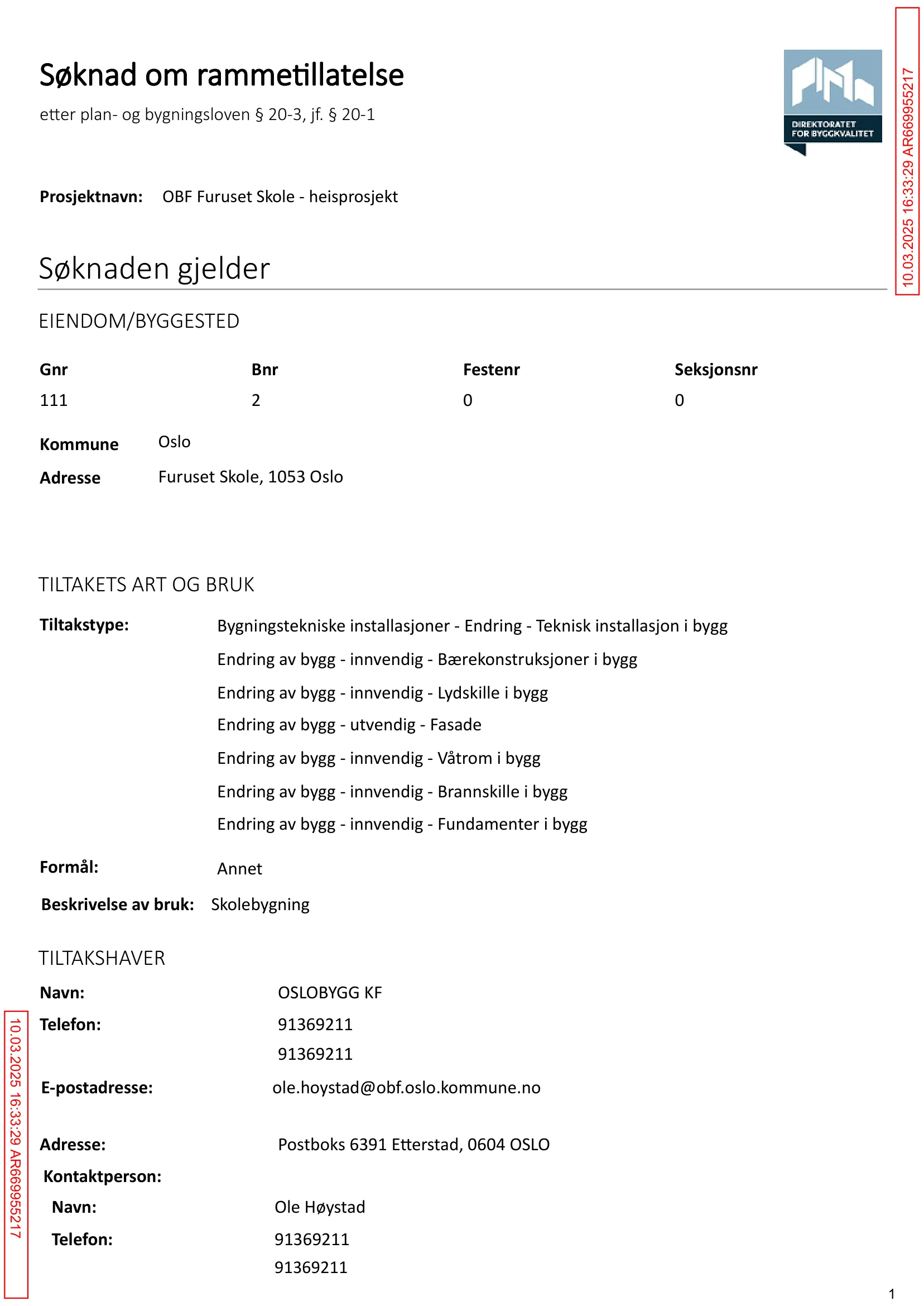 Søknad om rammetillatelse