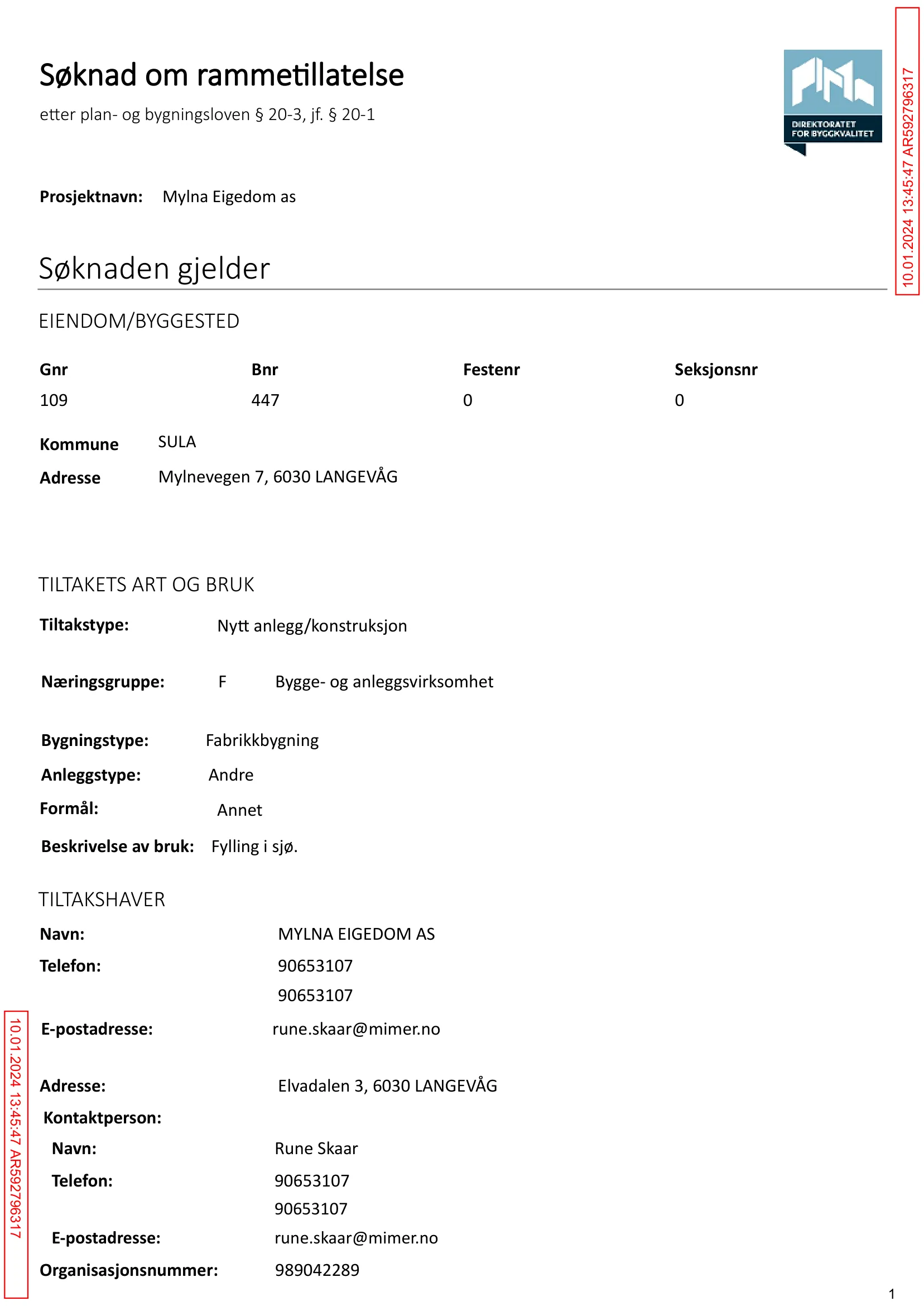 Søknad om rammetillatelse