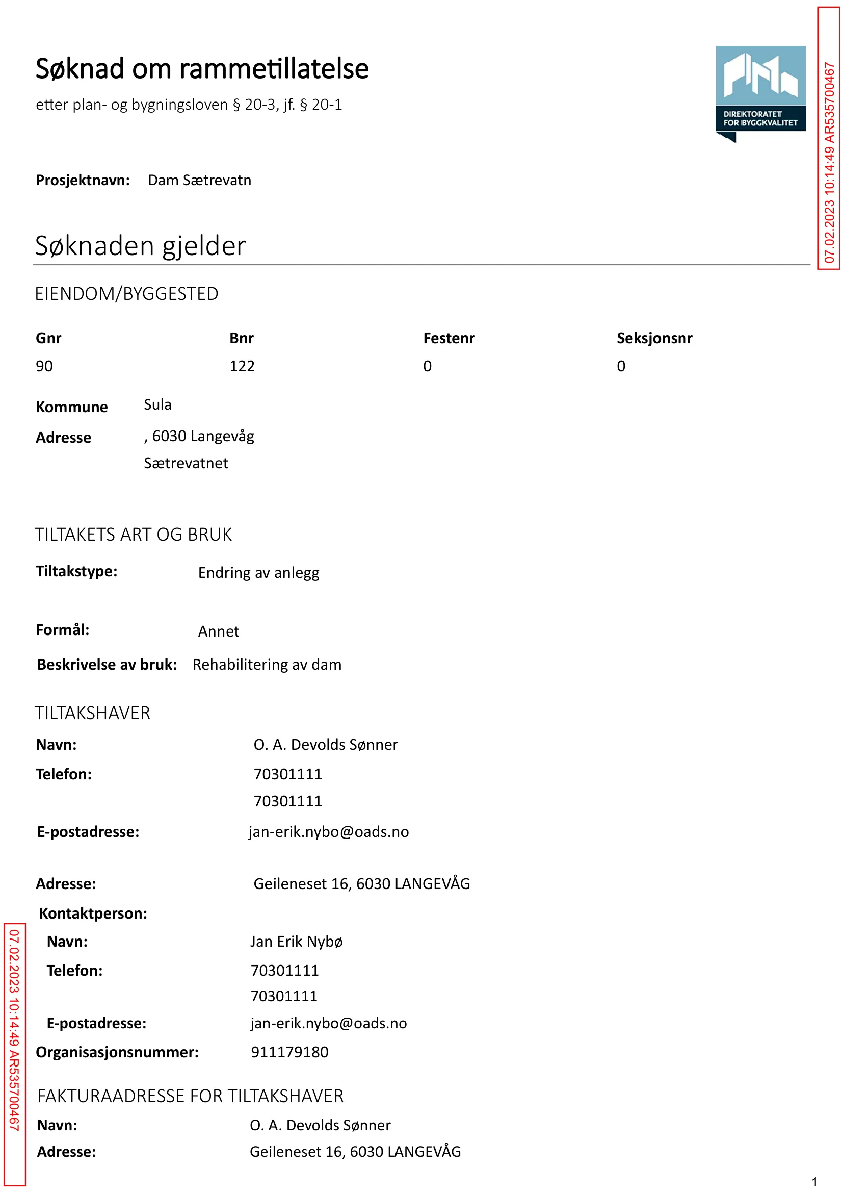 Søknad om rammetillatelse