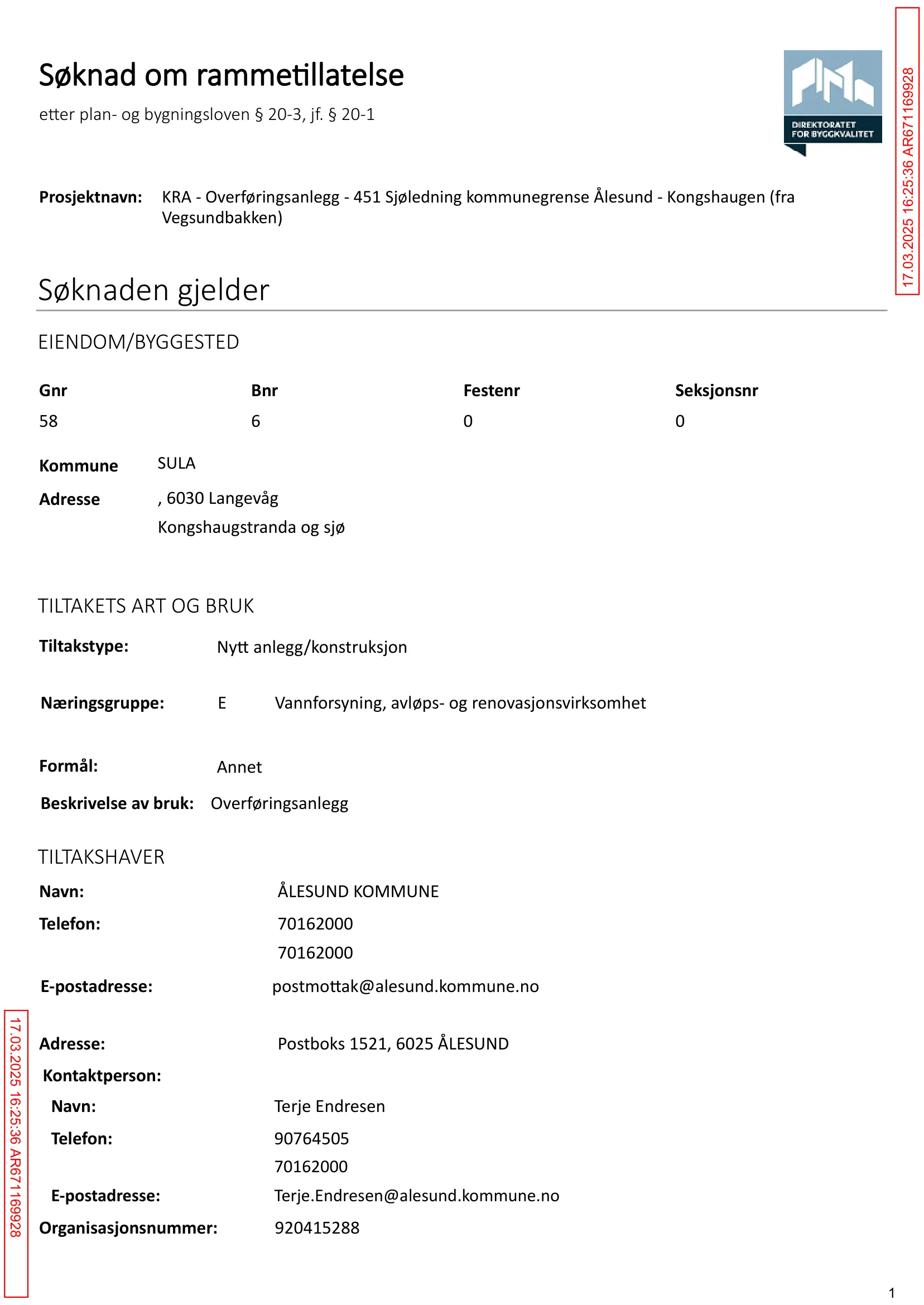 Søknad om rammetillatelse