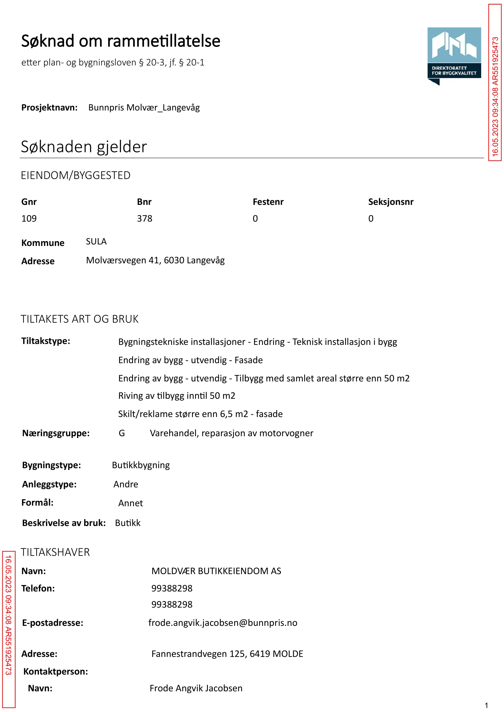 Søknad om rammetillatelse