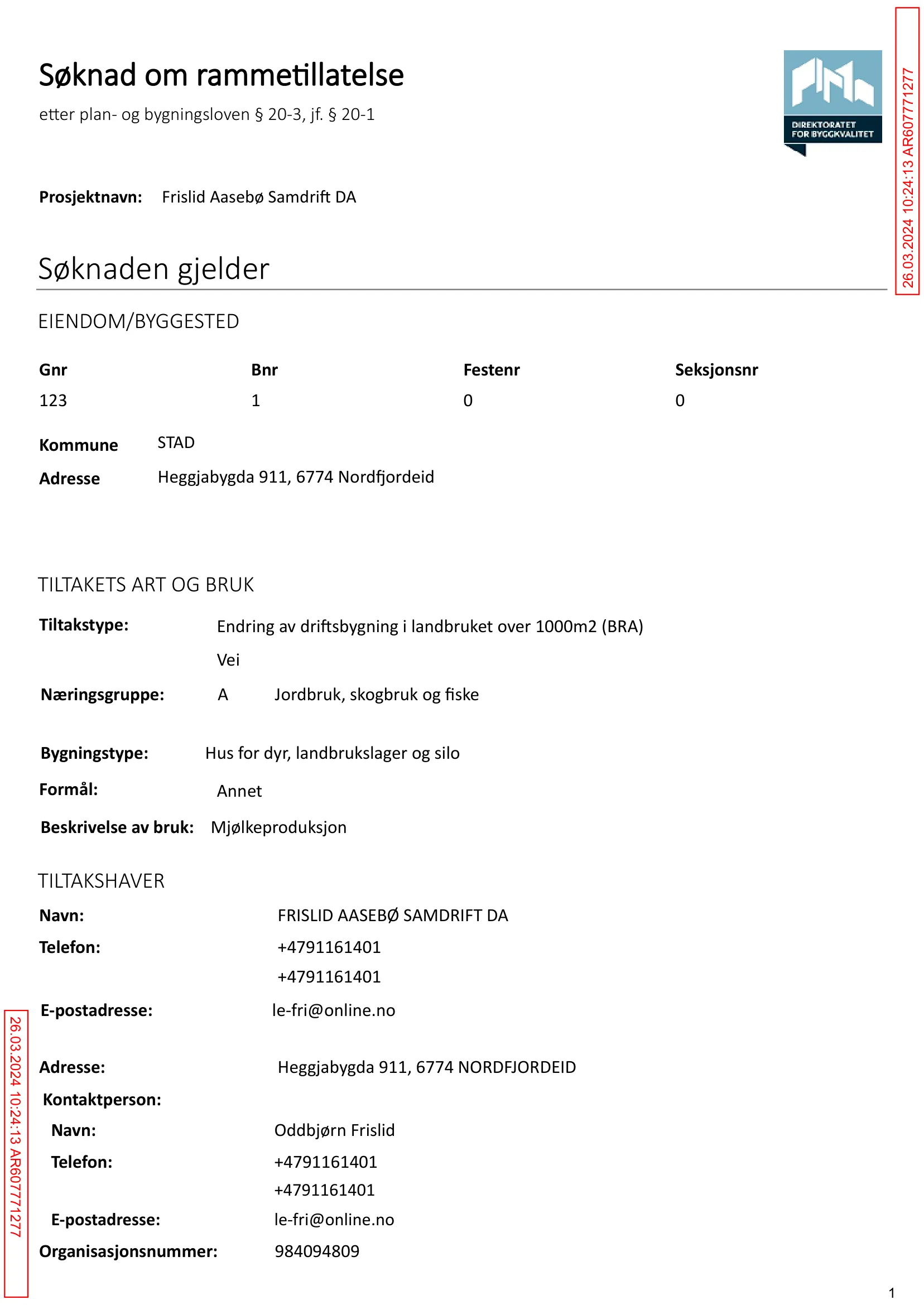 Søknad om rammetillatelse