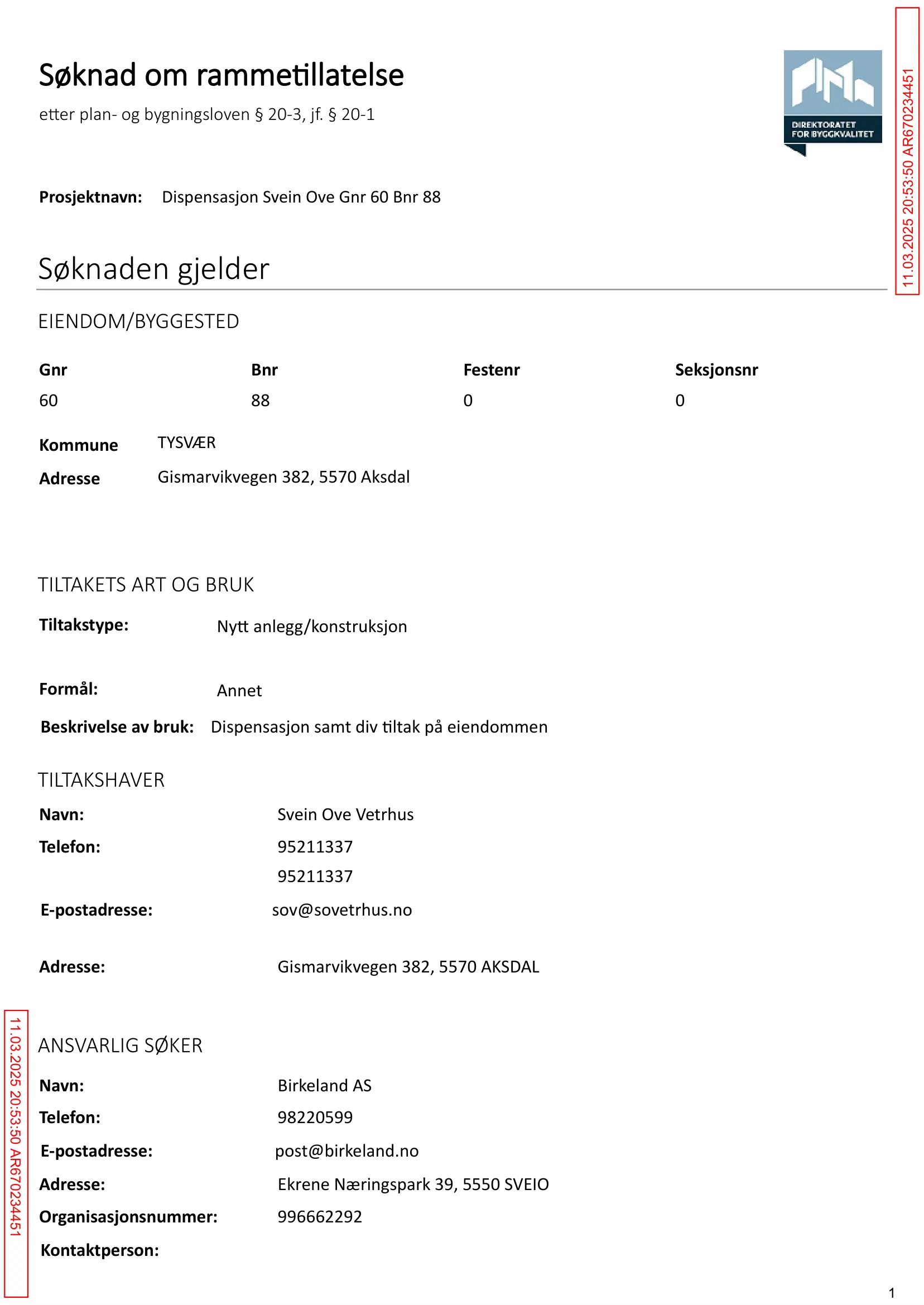 Søknad om rammetillatelse