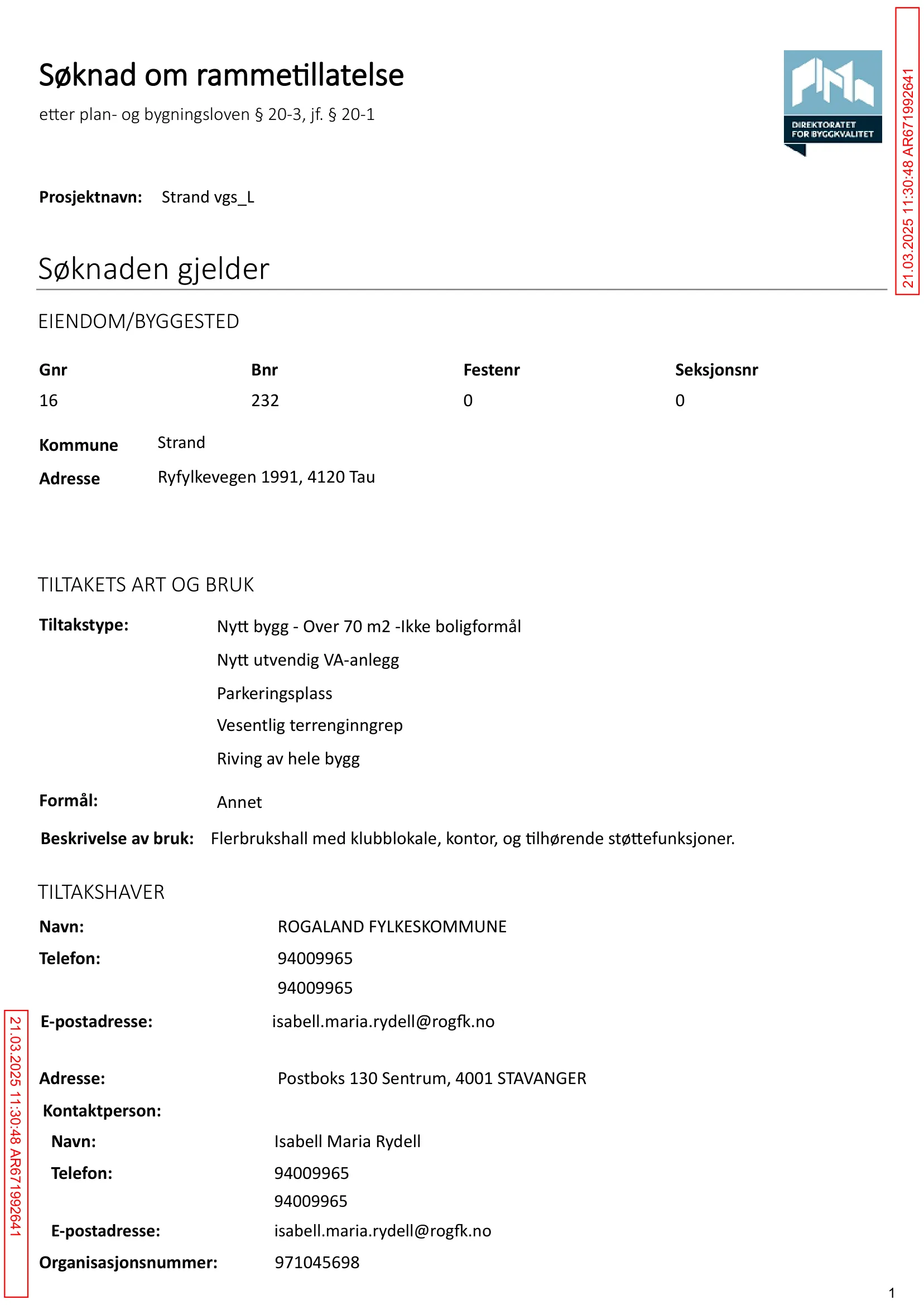 Søknad om rammetillatelse