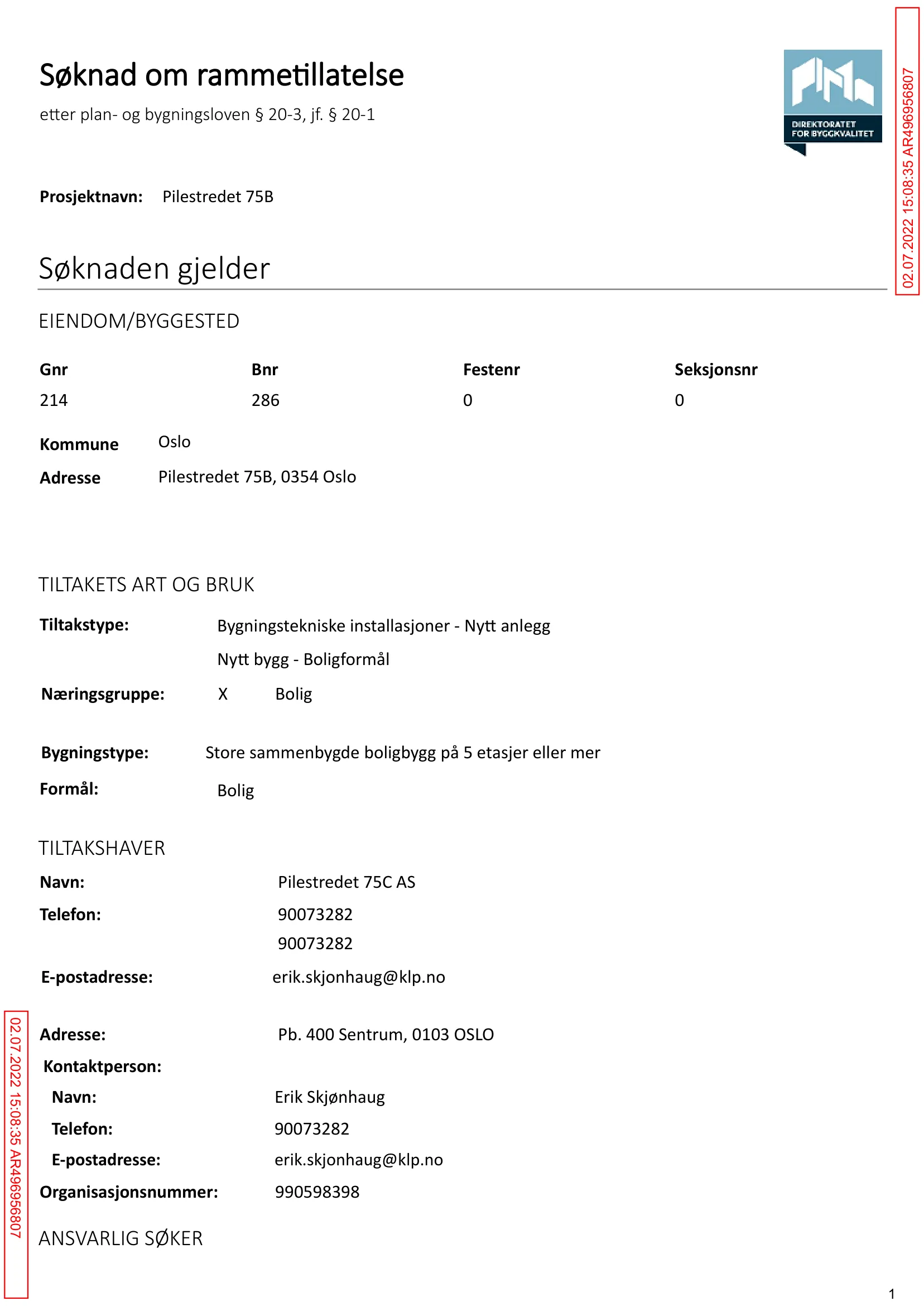 Søknad om rammetillatelse