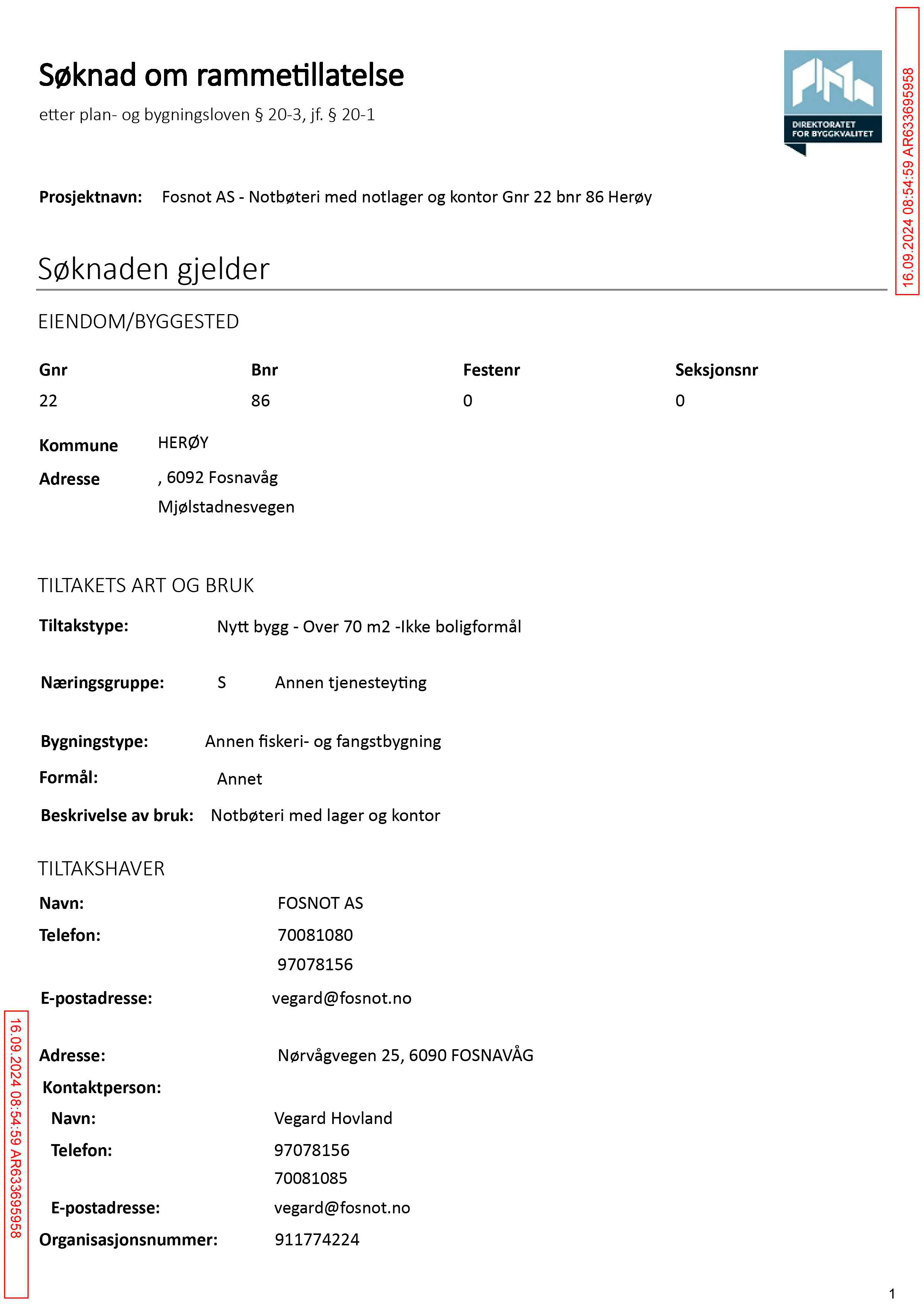 Søknad om rammetillatelse