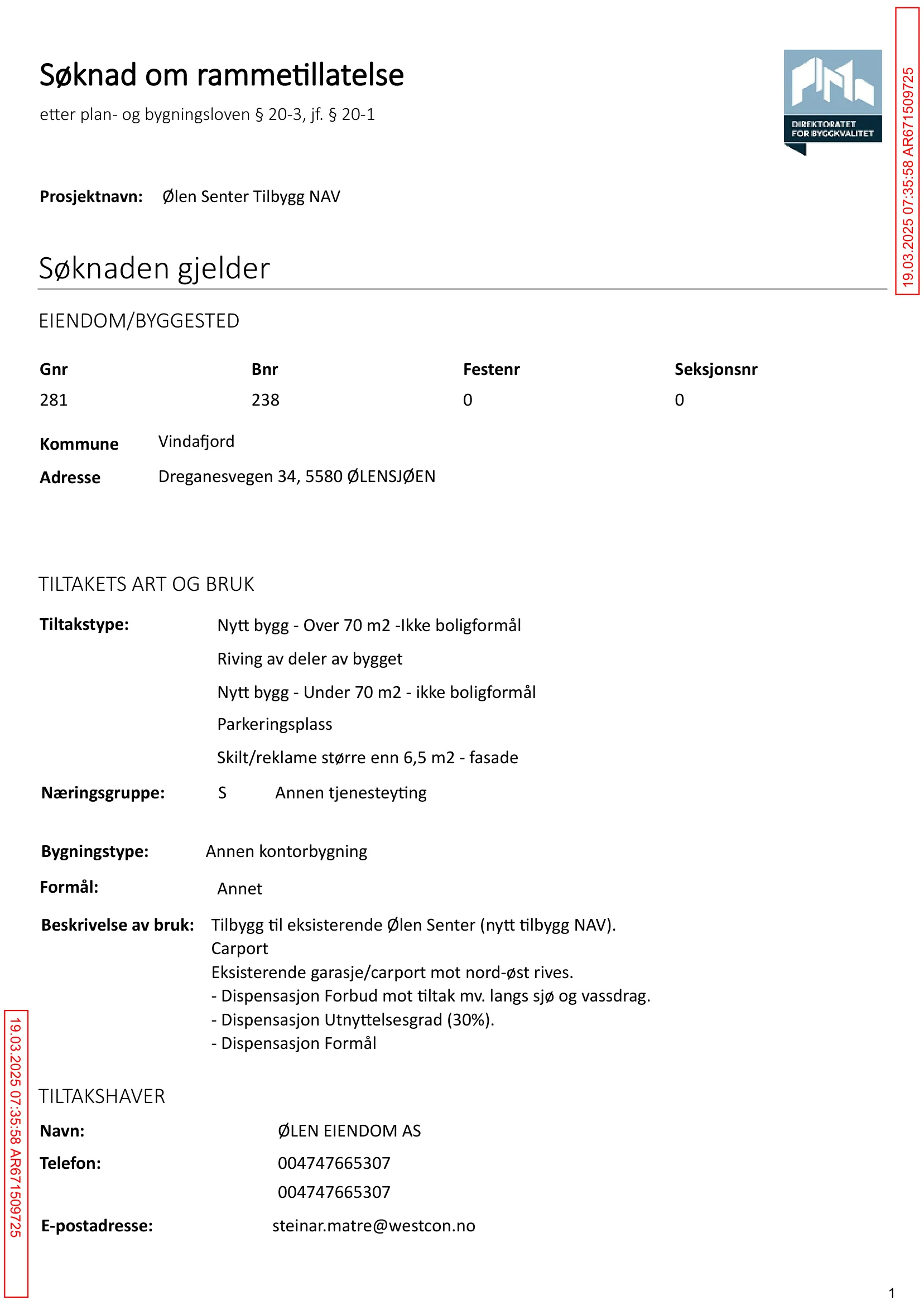 Søknad om rammetillatelse