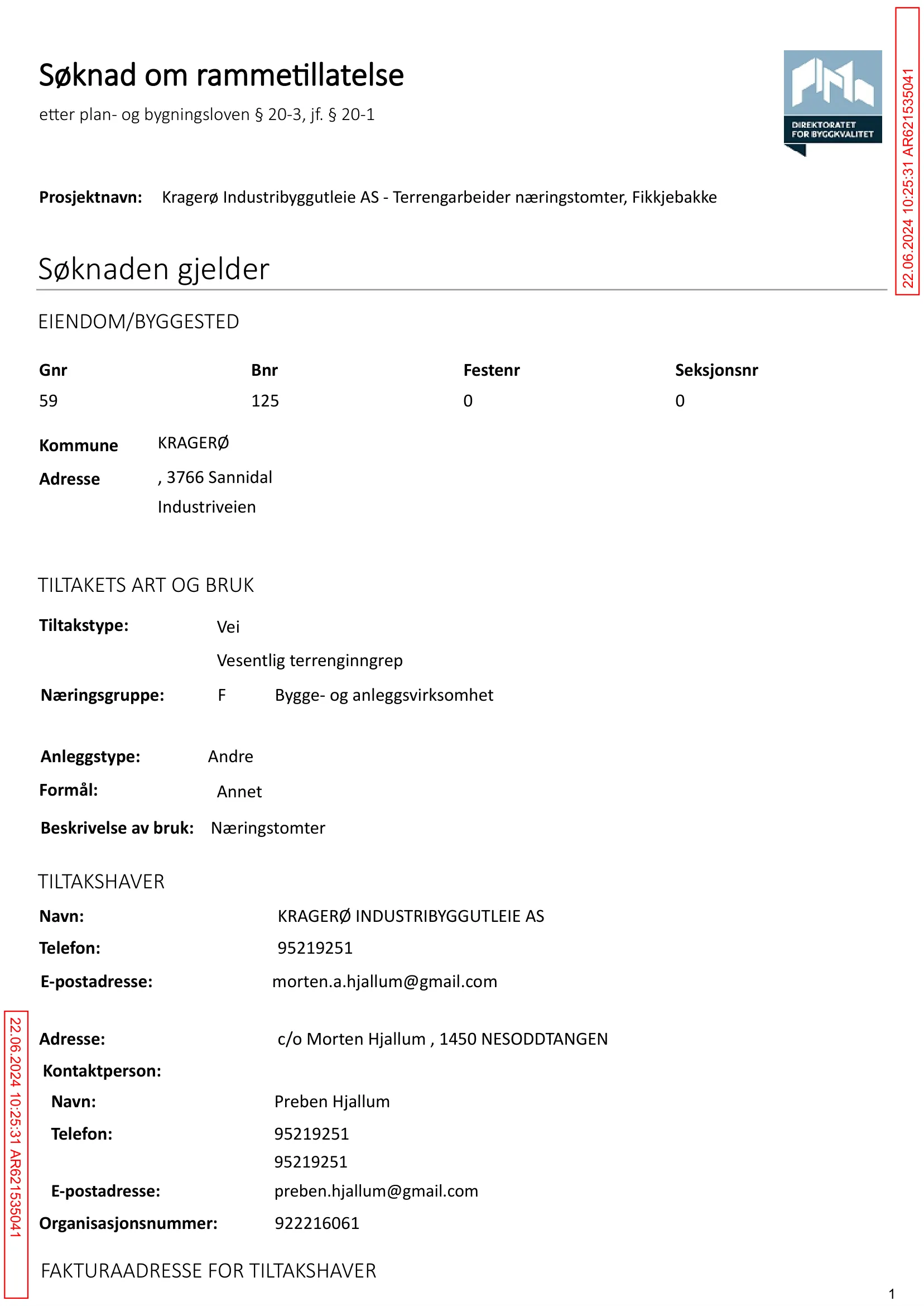 Søknad om rammetillatelse