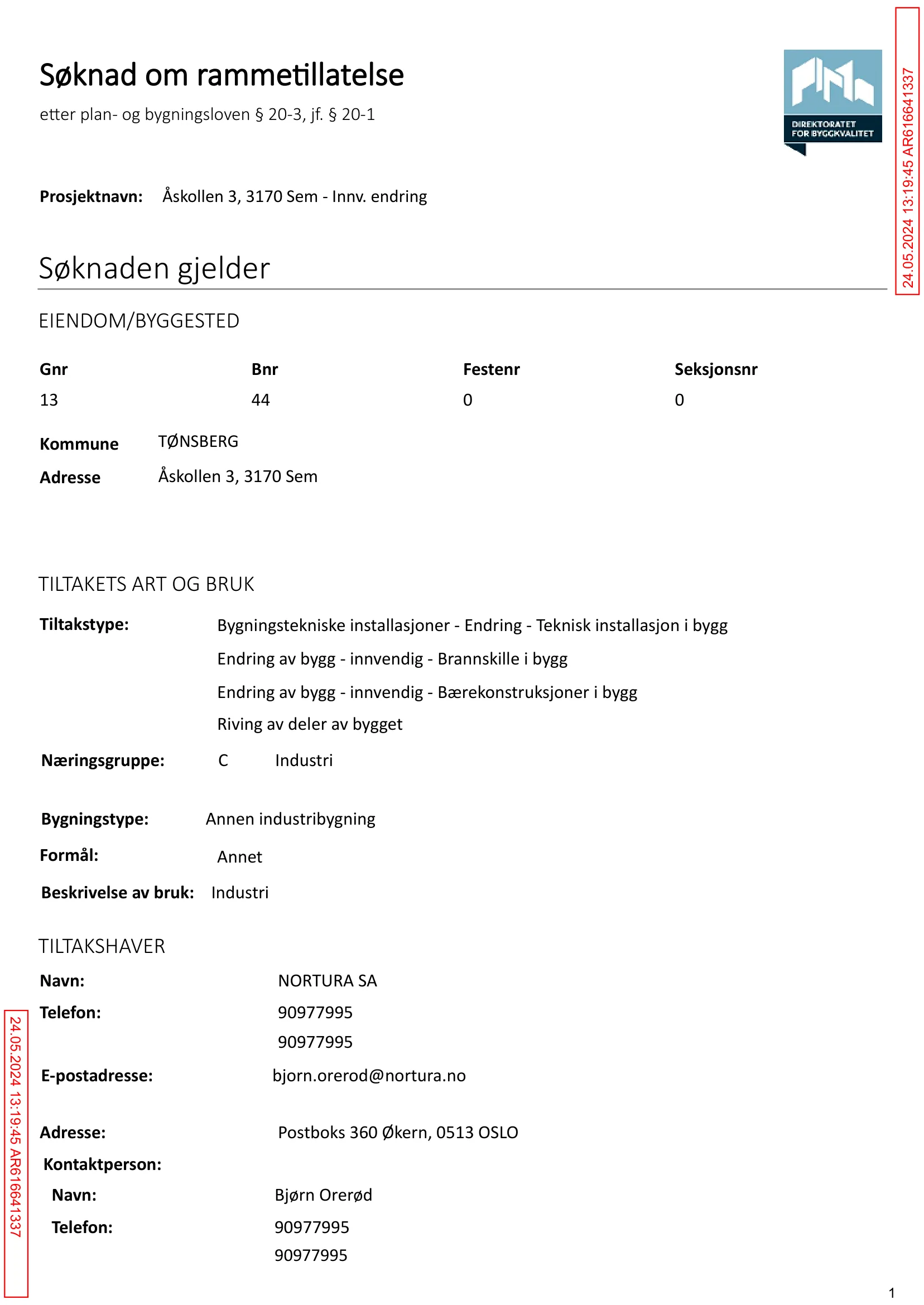 Søknad om rammetillatelse
