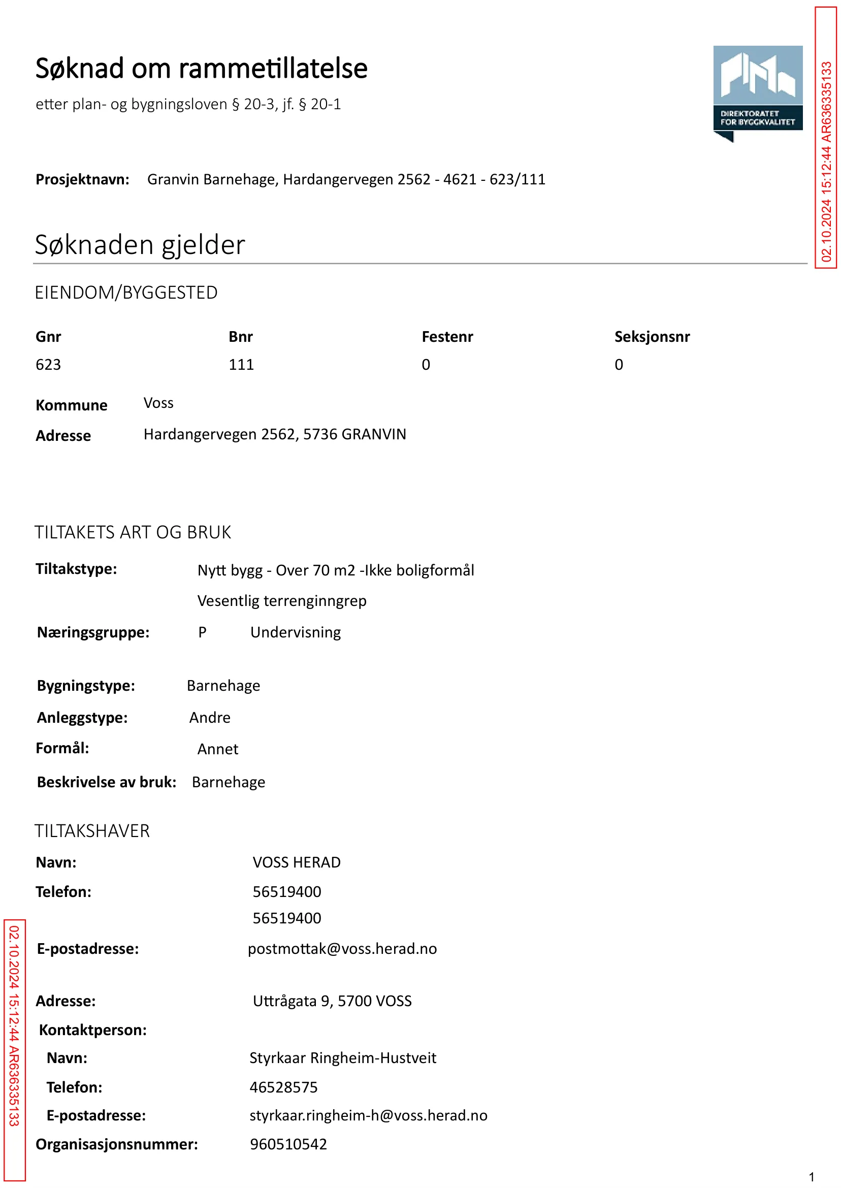 Søknad om rammetillatelse