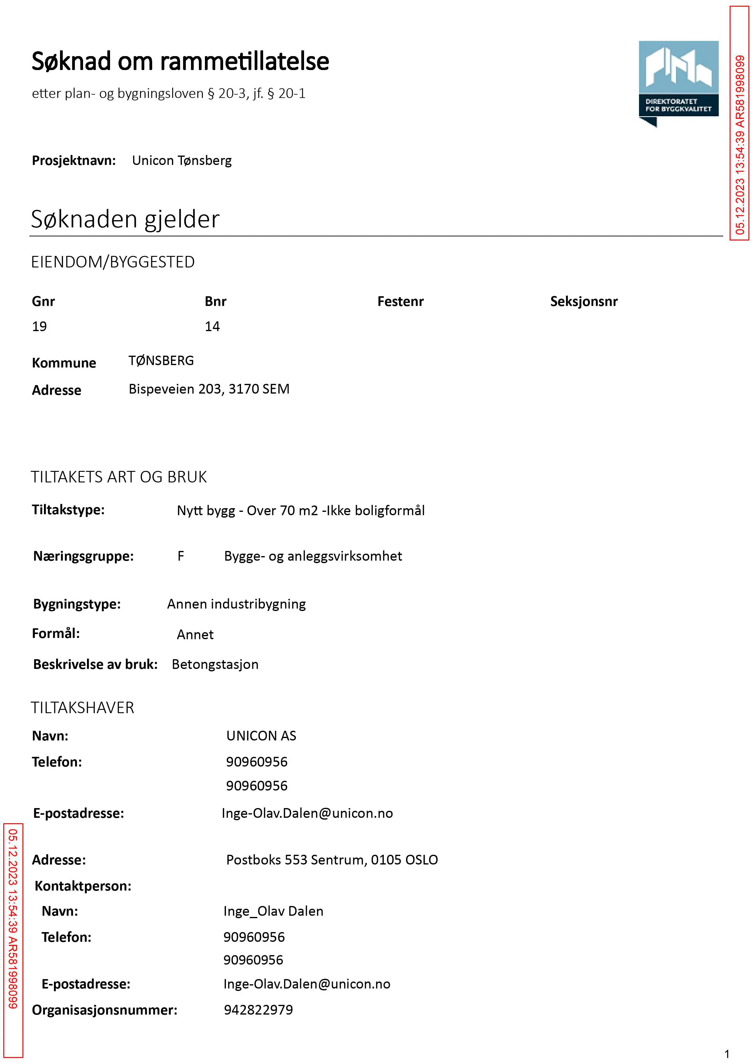 Søknad om rammetillatelse