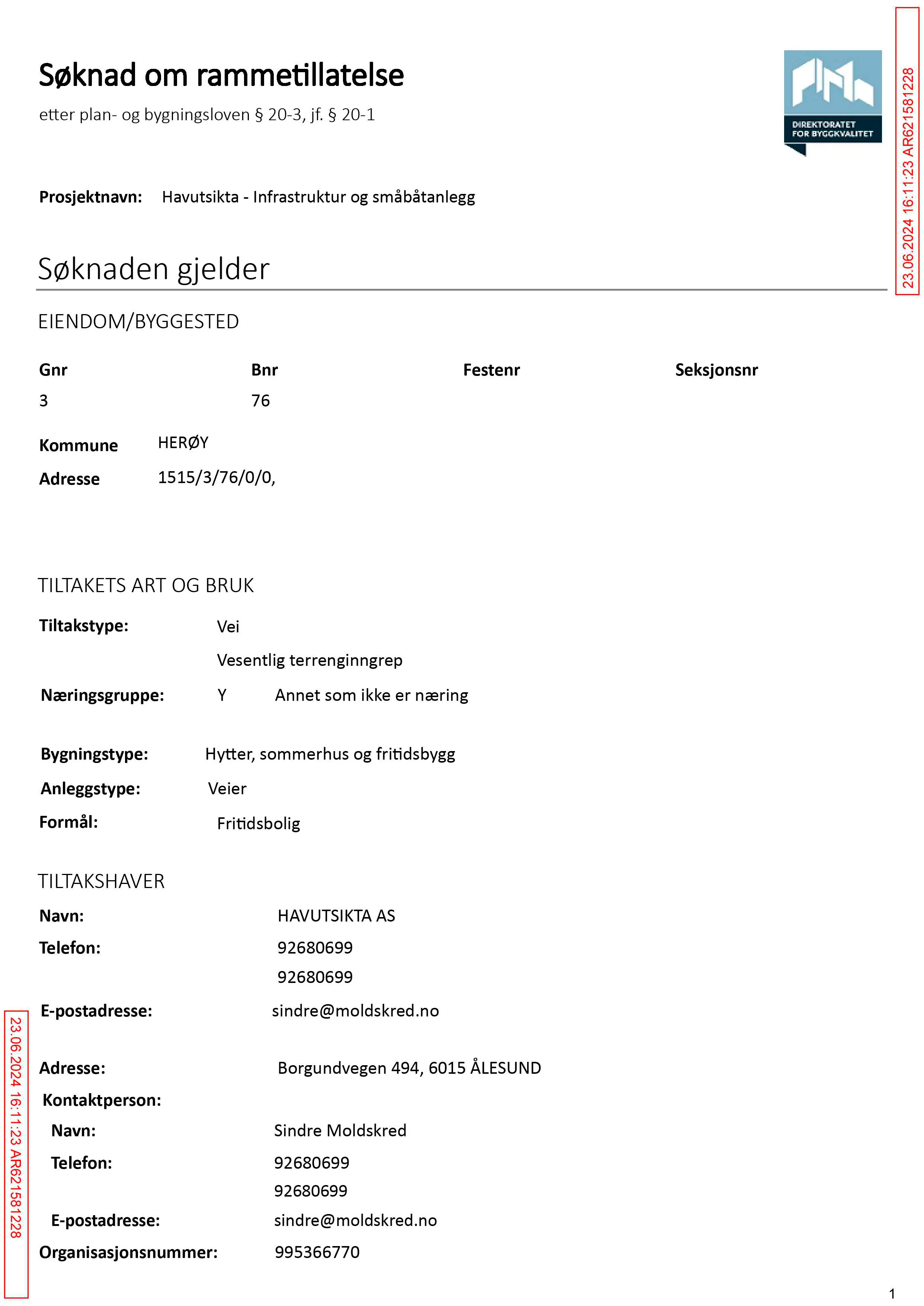 Søknad om rammetillatelse