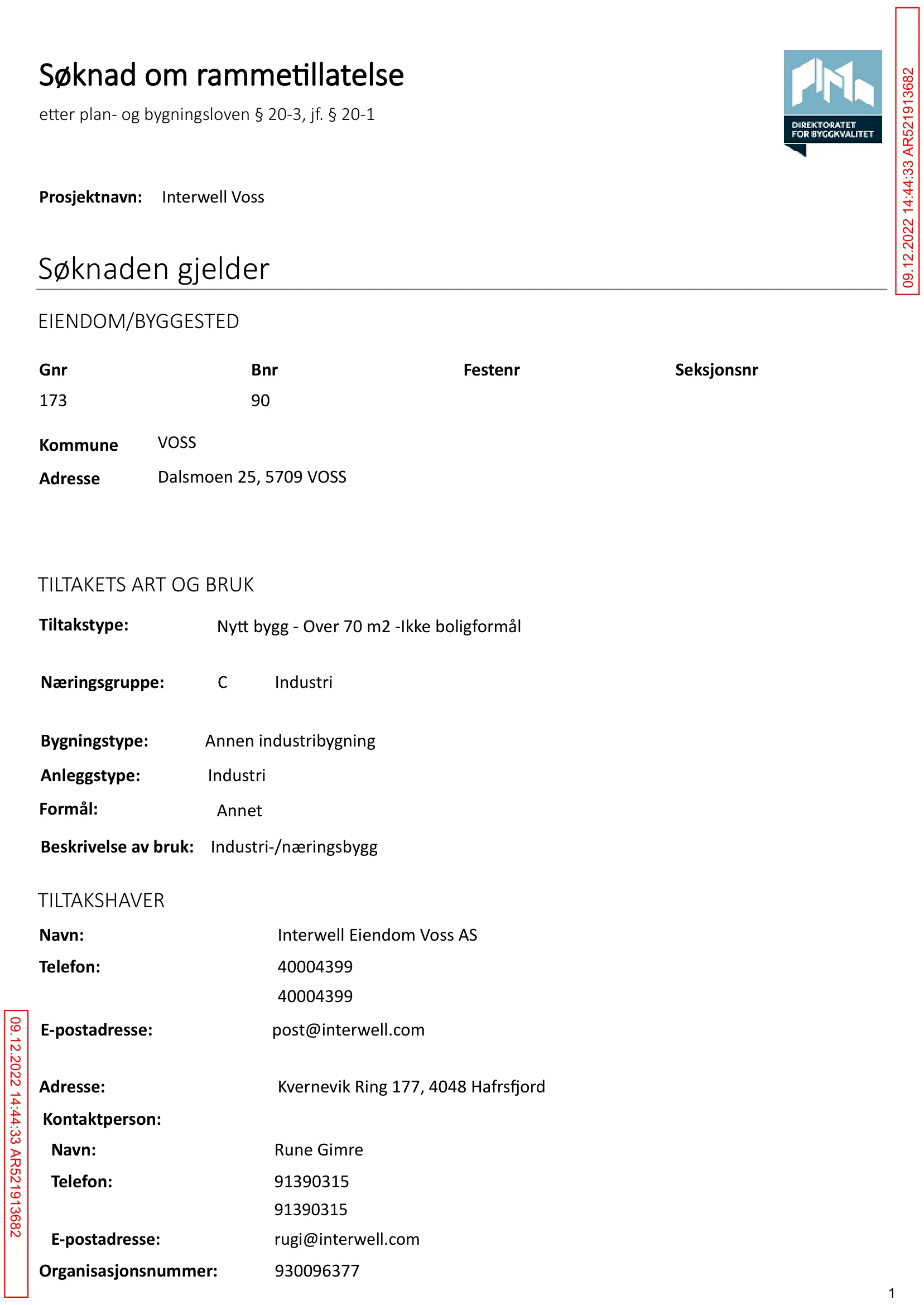 Søknad om rammetillatelse