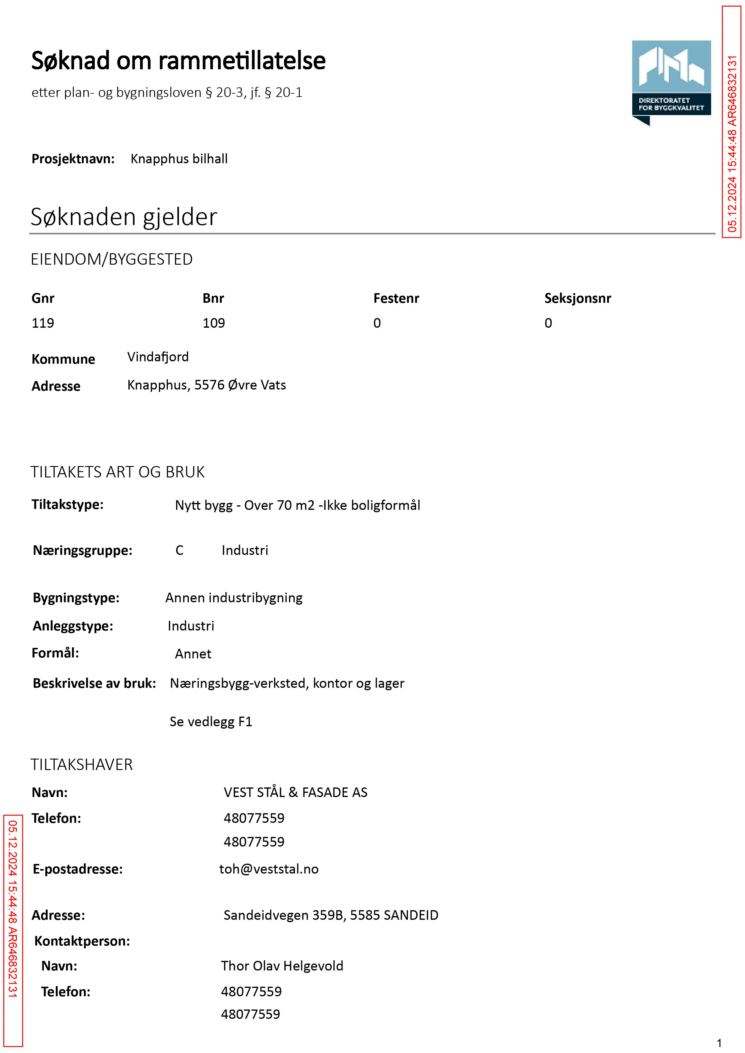 Søknad om rammetillatelse